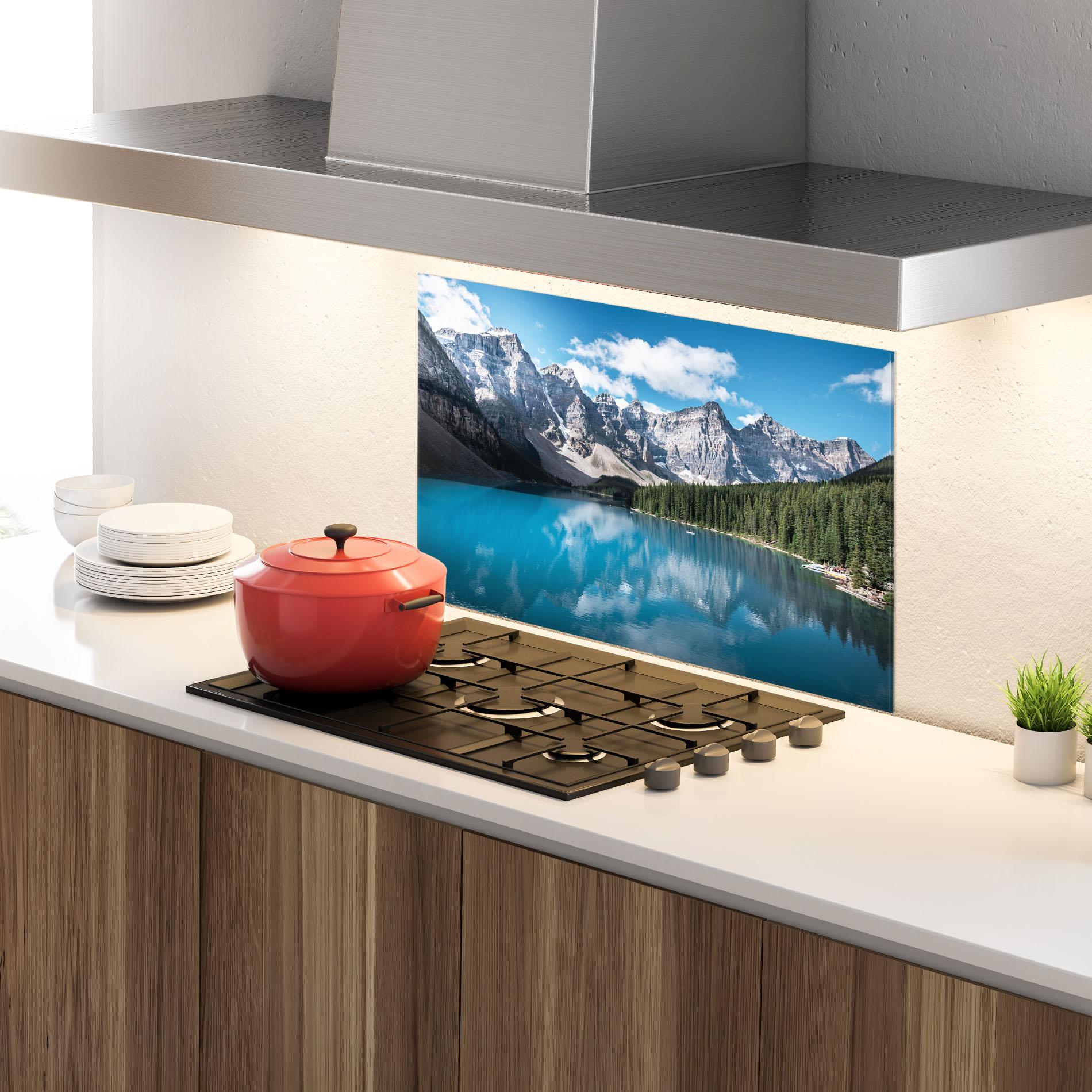 Стъклен панел за кухня Beautiful Lake Canada mockup 4