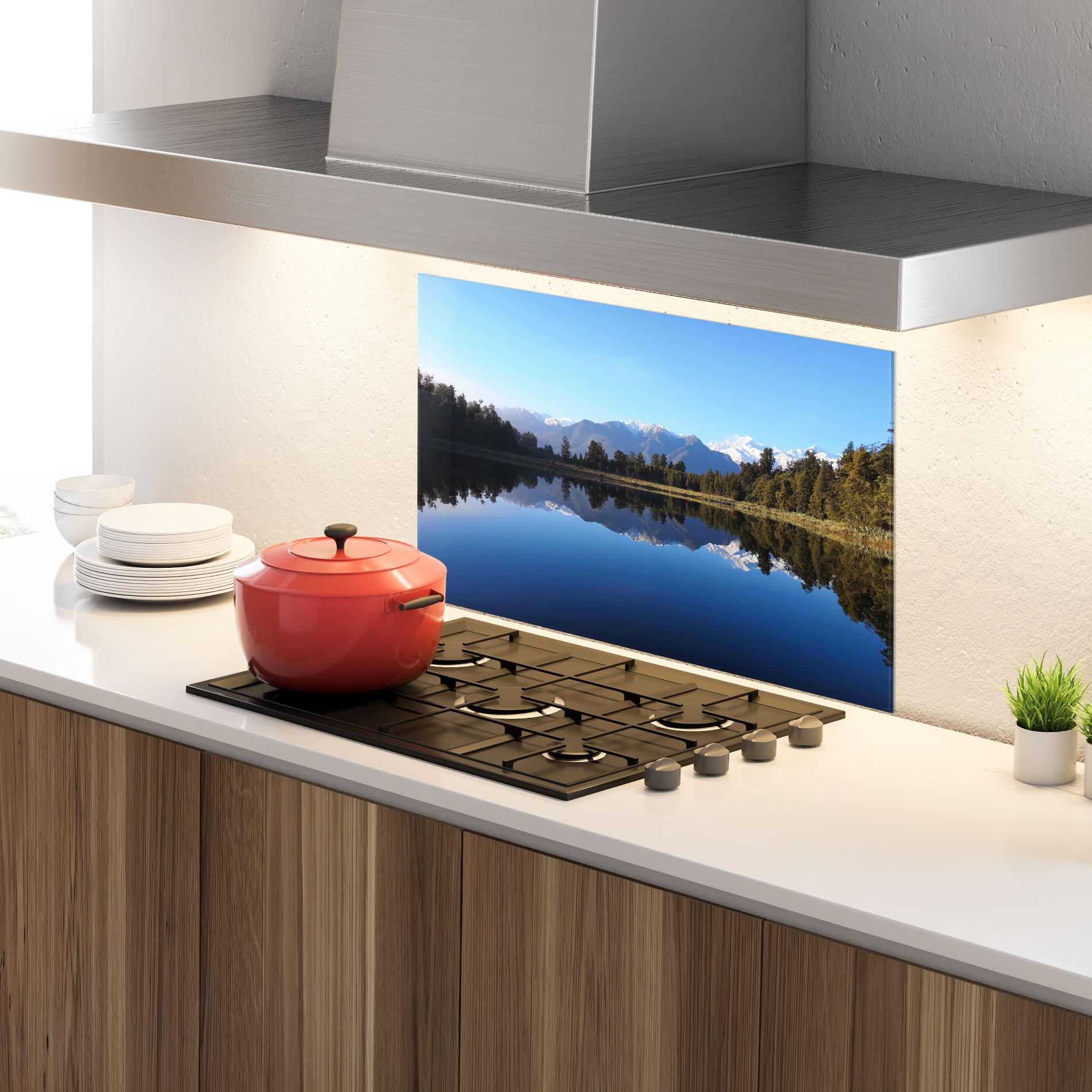 Стъклен панел за кухня Forest View Lake mockup 4