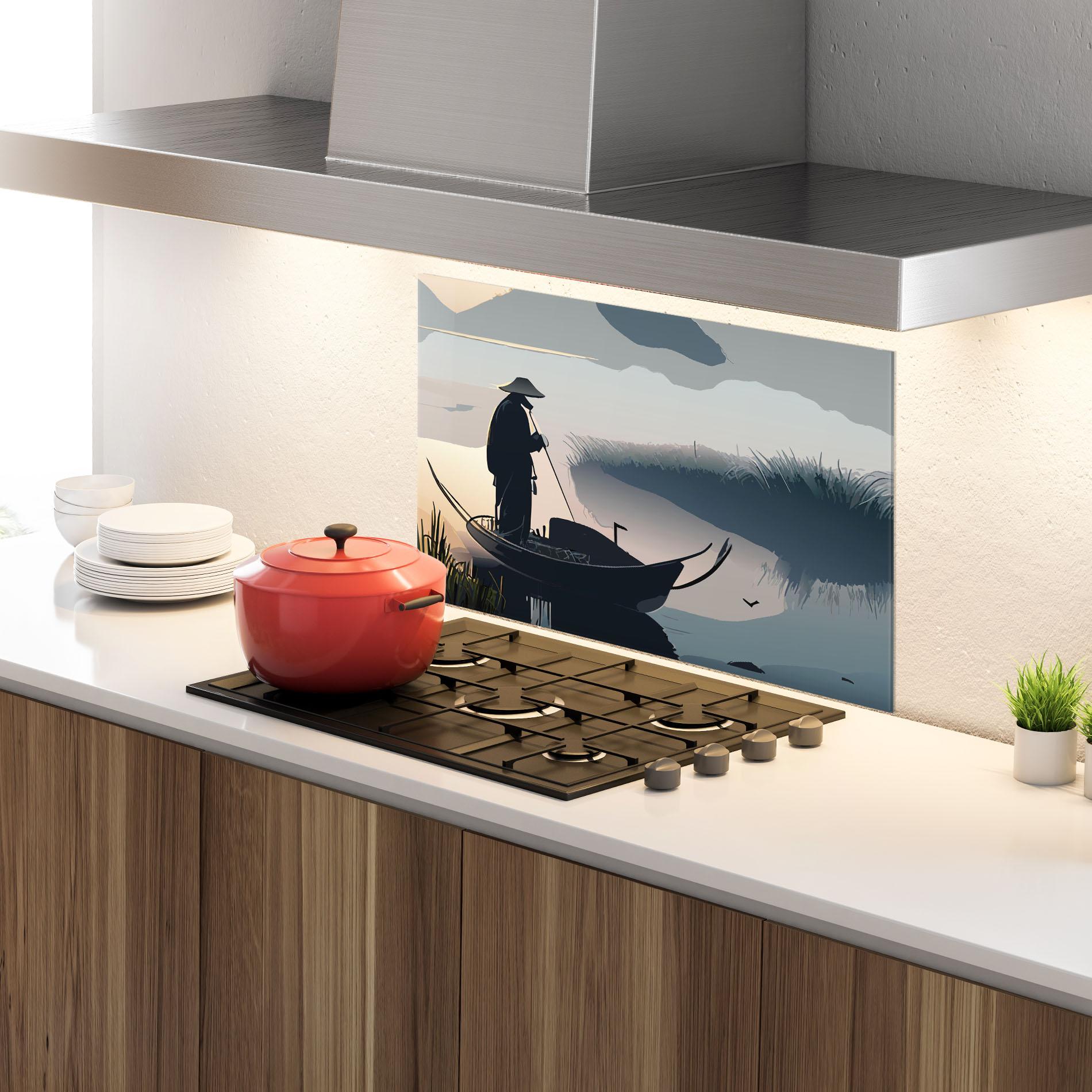 Стъклен панел за кухня Japan Lake Man mockup 4
