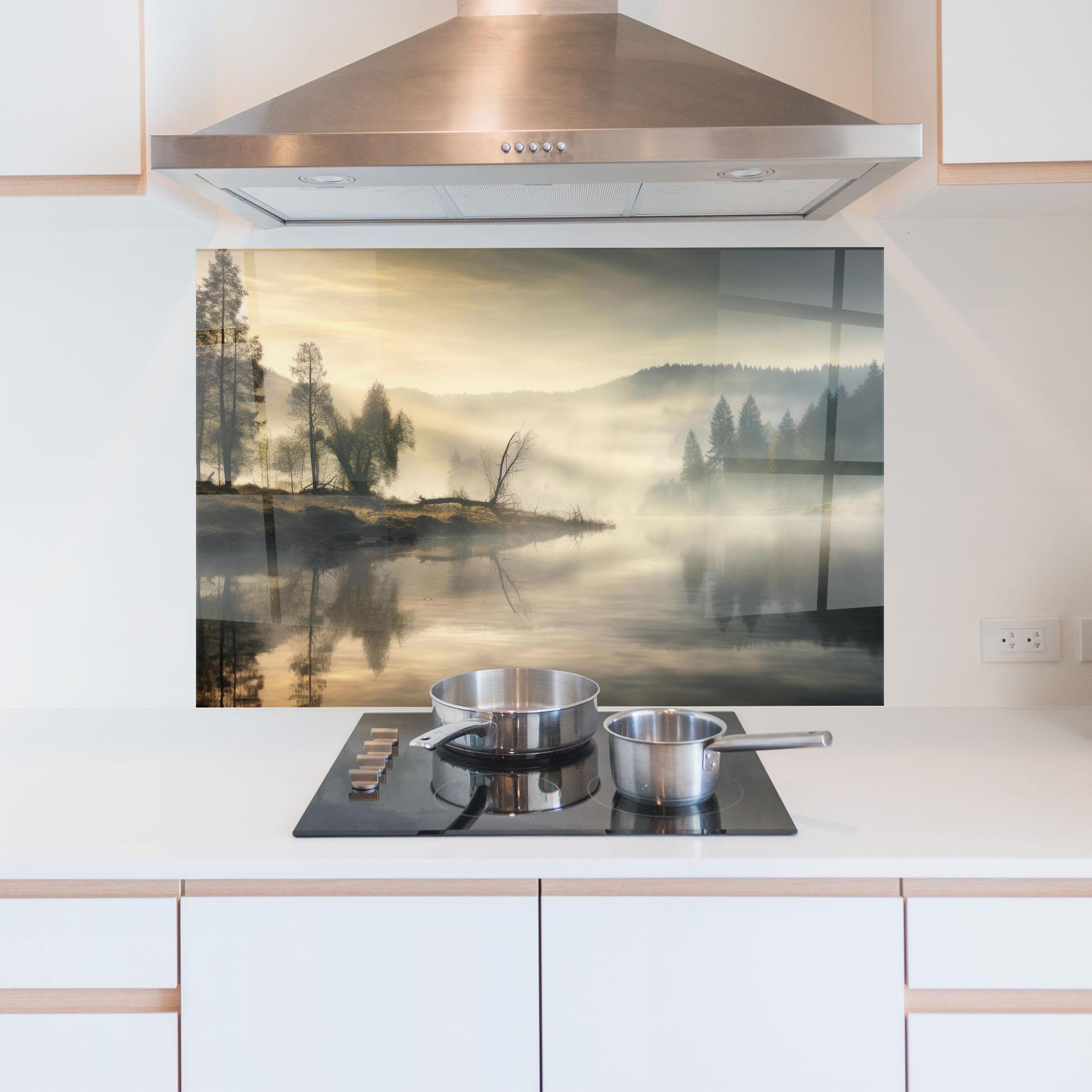 Стъклен панел за кухня Foggy Morning mockup 5