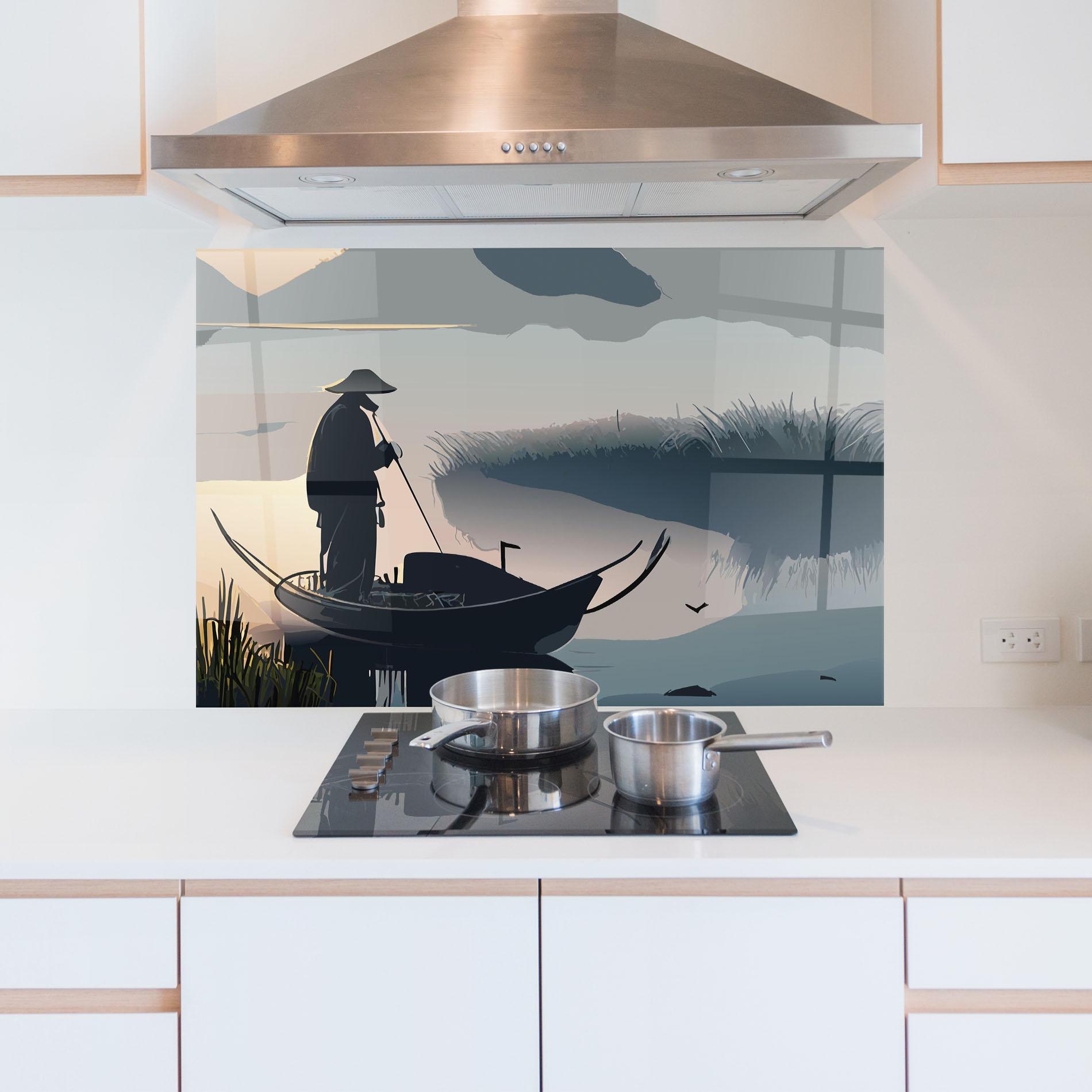 Стъклен панел за кухня Japan Lake Man mockup 5