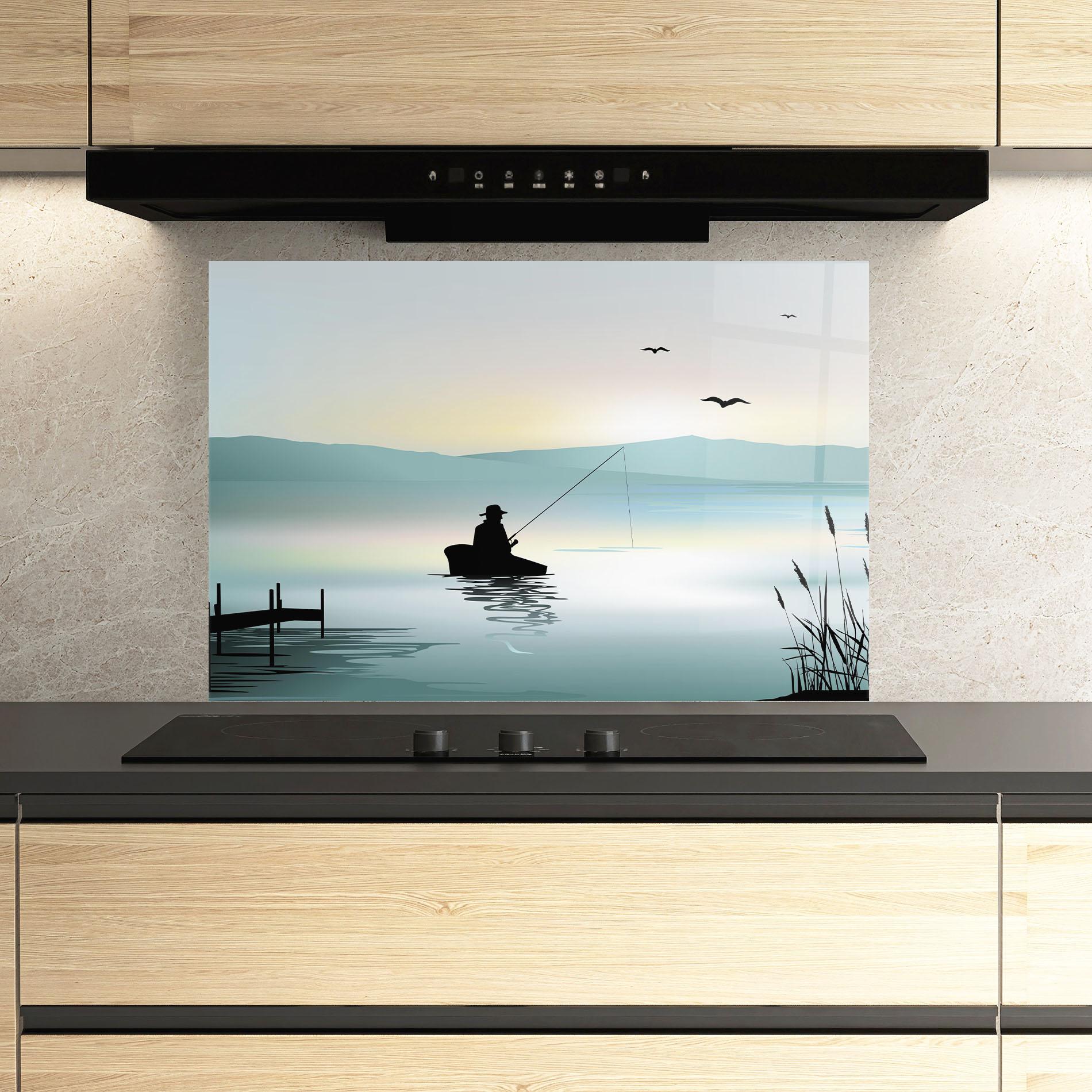 Стъклен панел за кухня Fishman Lake View mockup 3