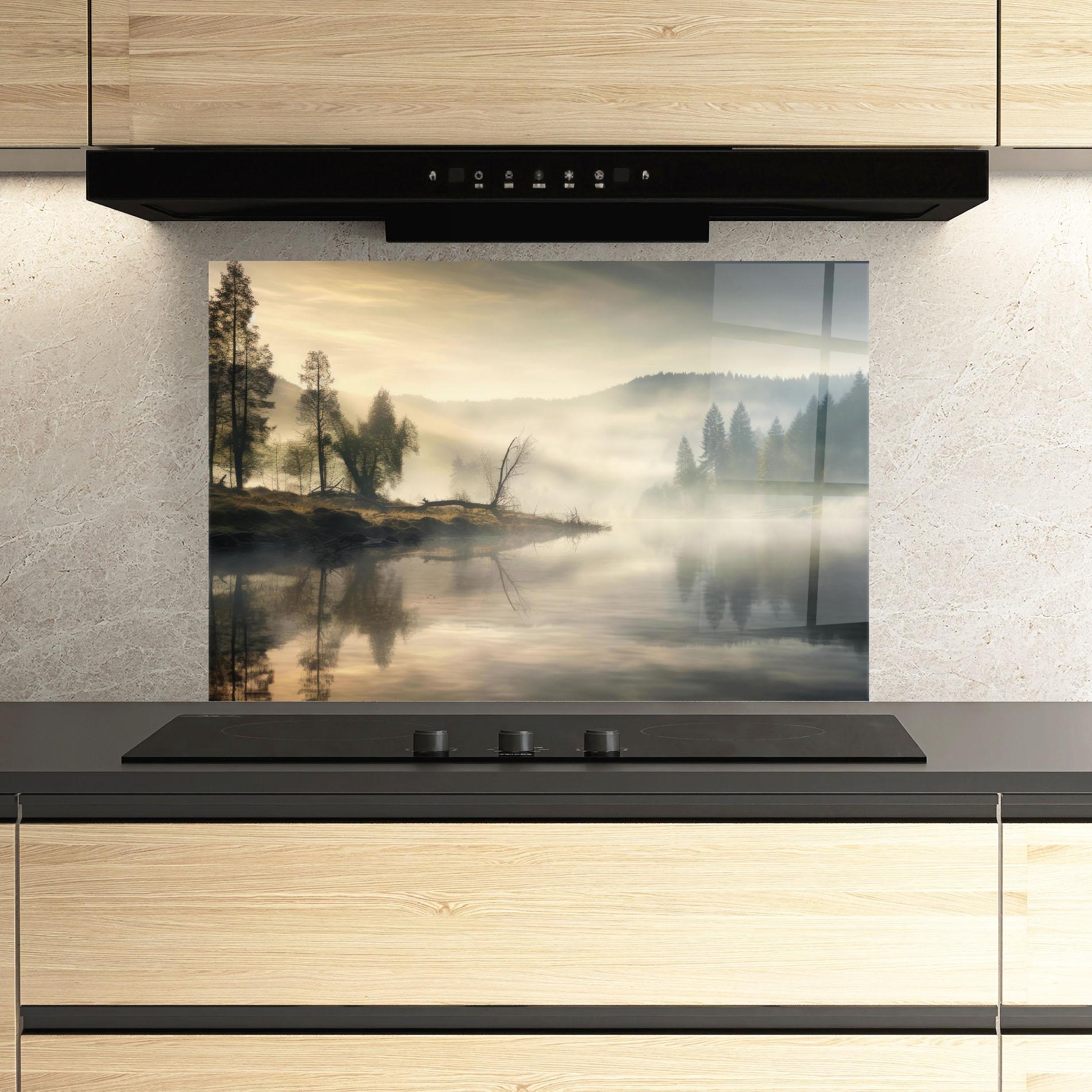 Стъклен панел за кухня Foggy Morning mockup 3