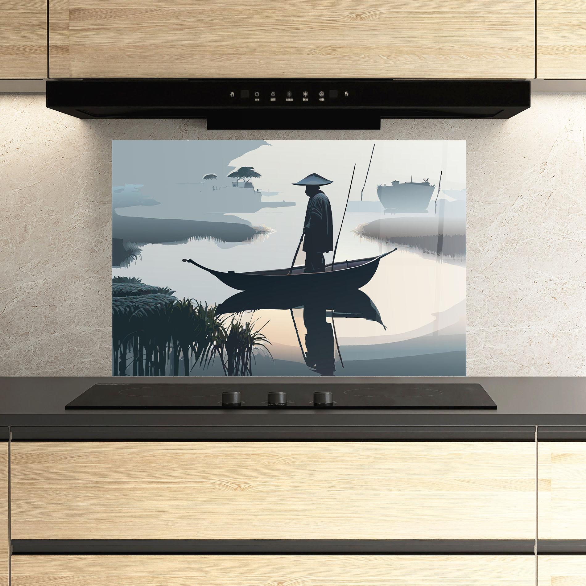 Стъклен панел за кухня Japan Fisherman mockup 3