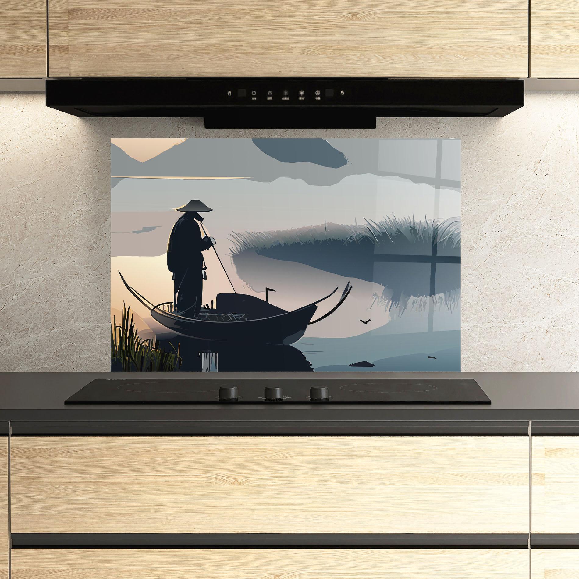 Стъклен панел за кухня Japan Lake Man mockup 3