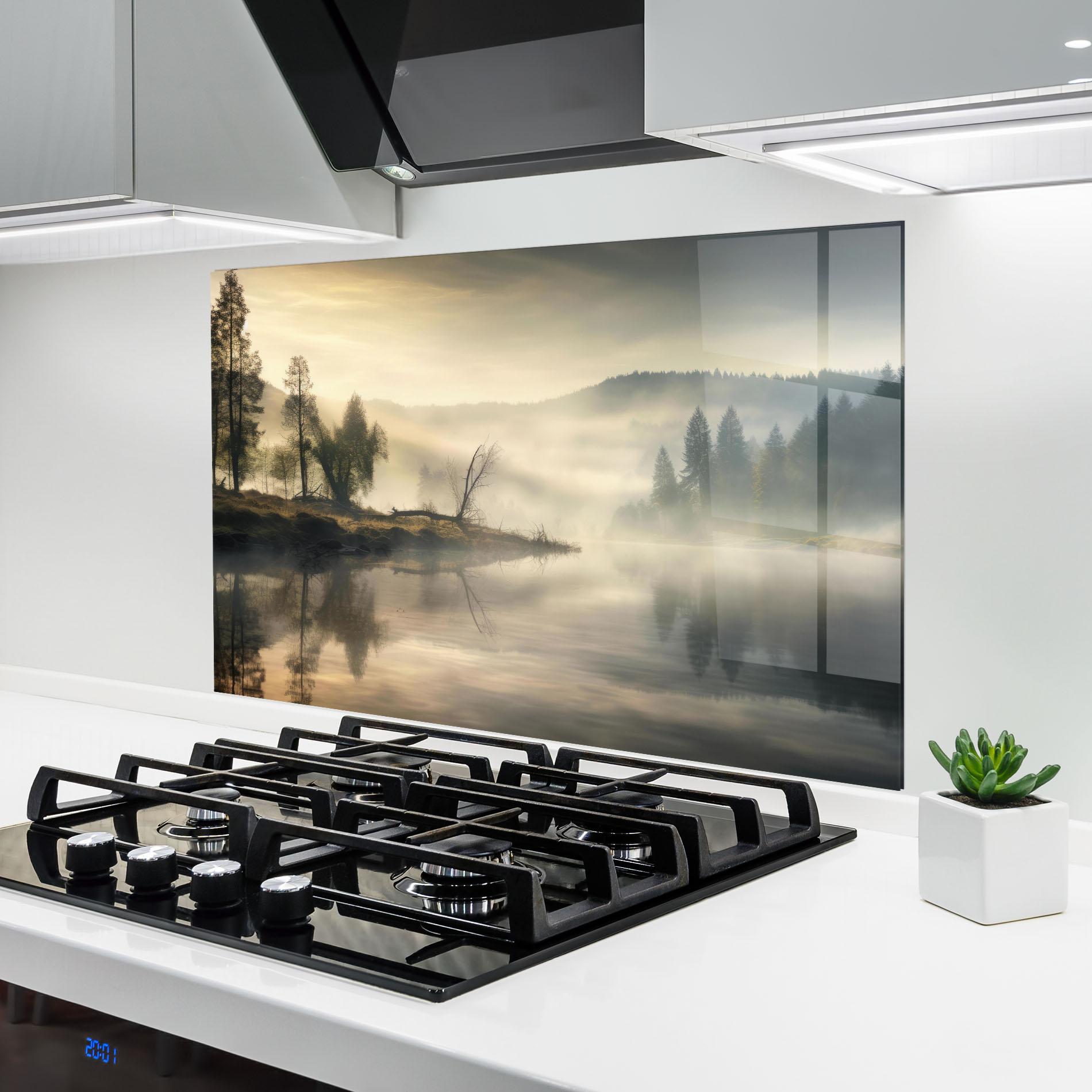 Стъклен панел за кухня Foggy Morning mockup 6