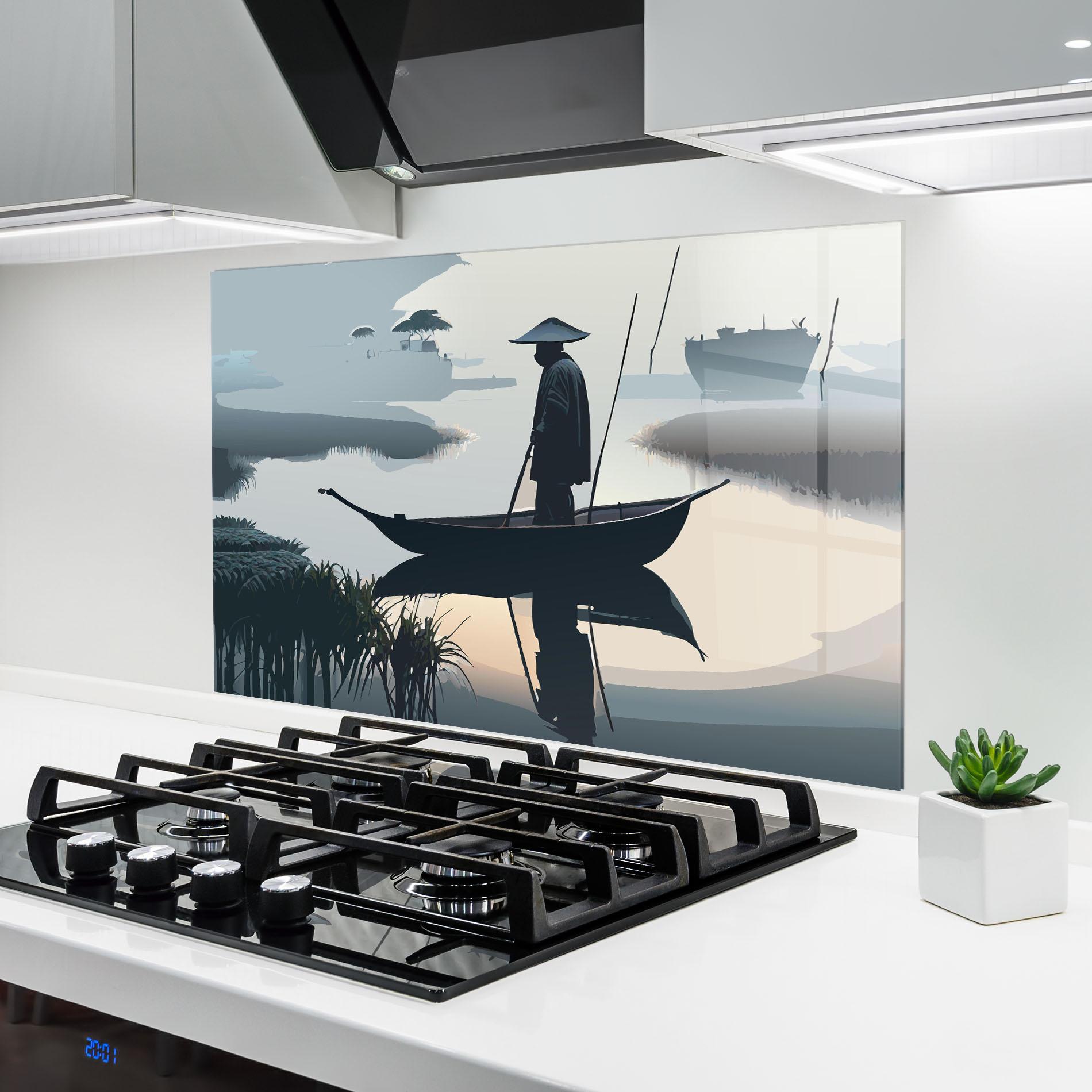 Стъклен панел за кухня Japan Fisherman mockup 6