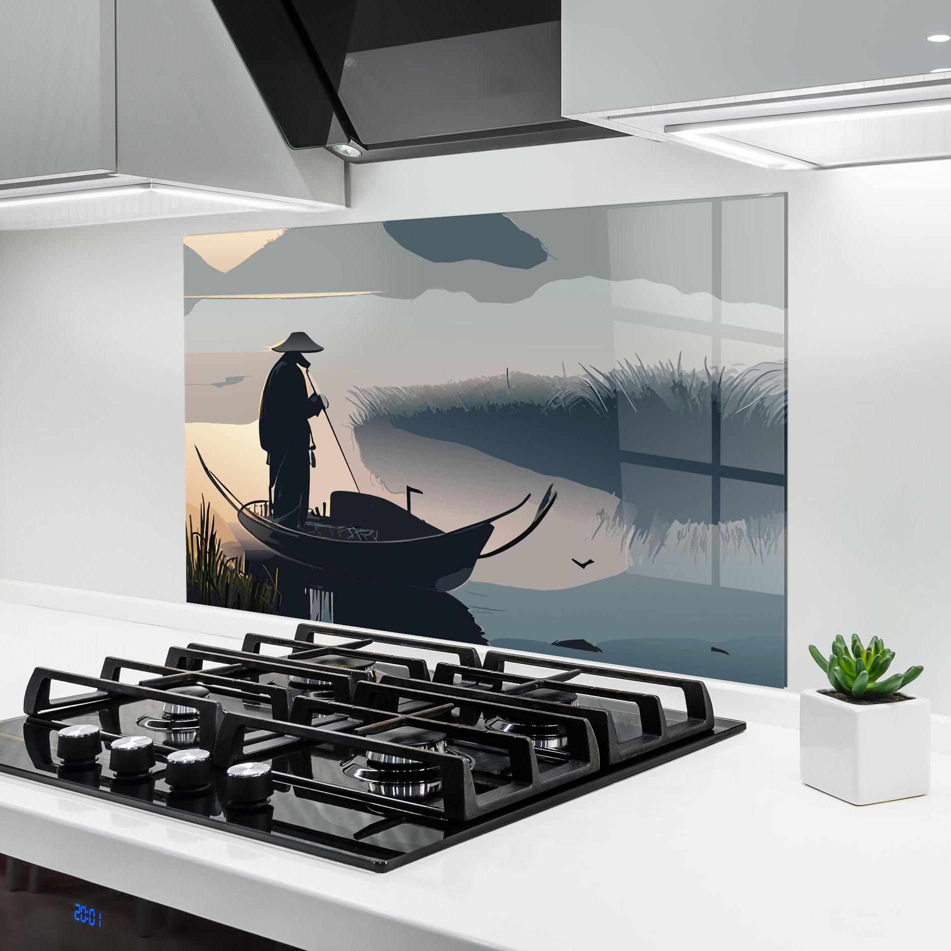 Стъклен панел за кухня Japan Lake Man mockup 6