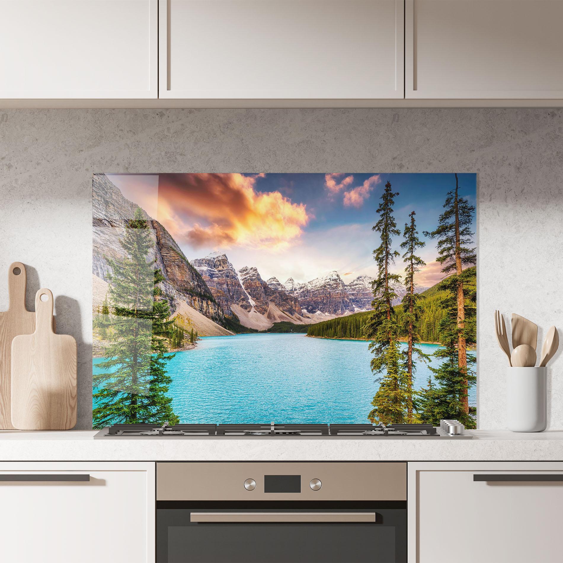 Стъклен панел за кухня Blue Magic Lake mockup 7