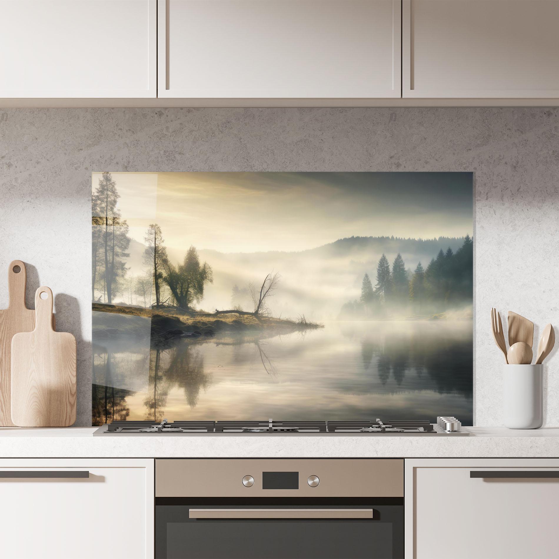 Стъклен панел за кухня Foggy Morning mockup 7