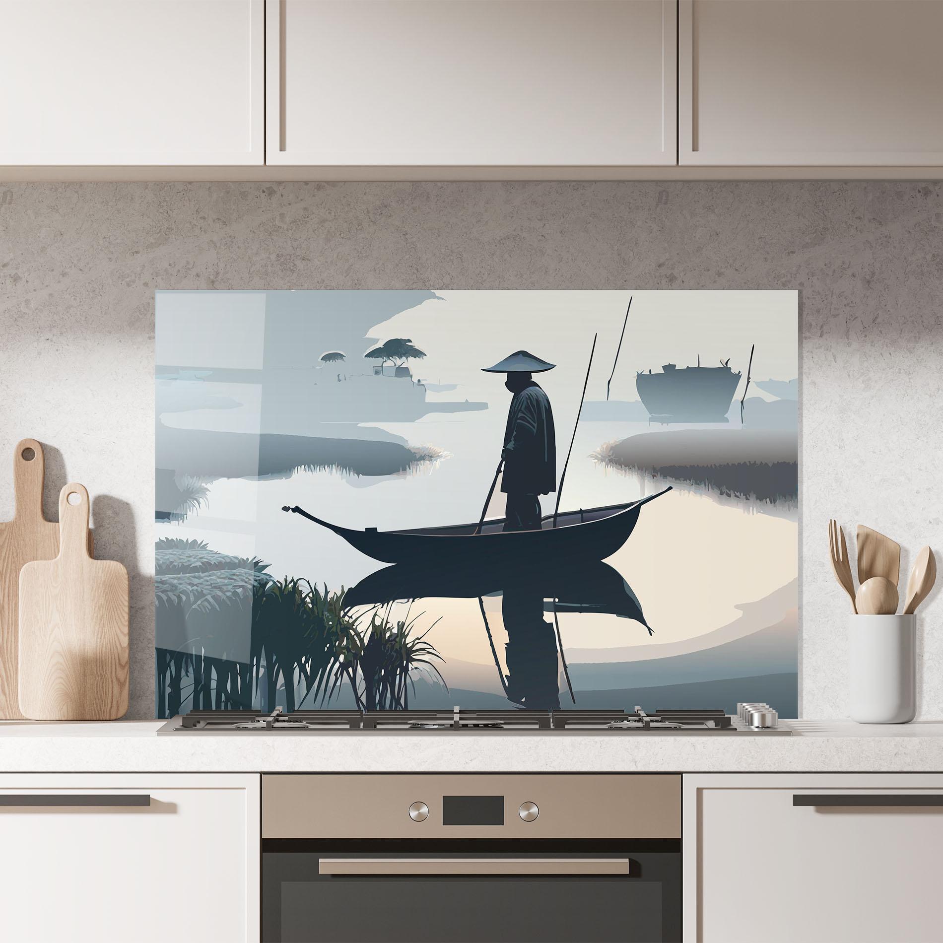 Стъклен панел за кухня Japan Fisherman mockup 7