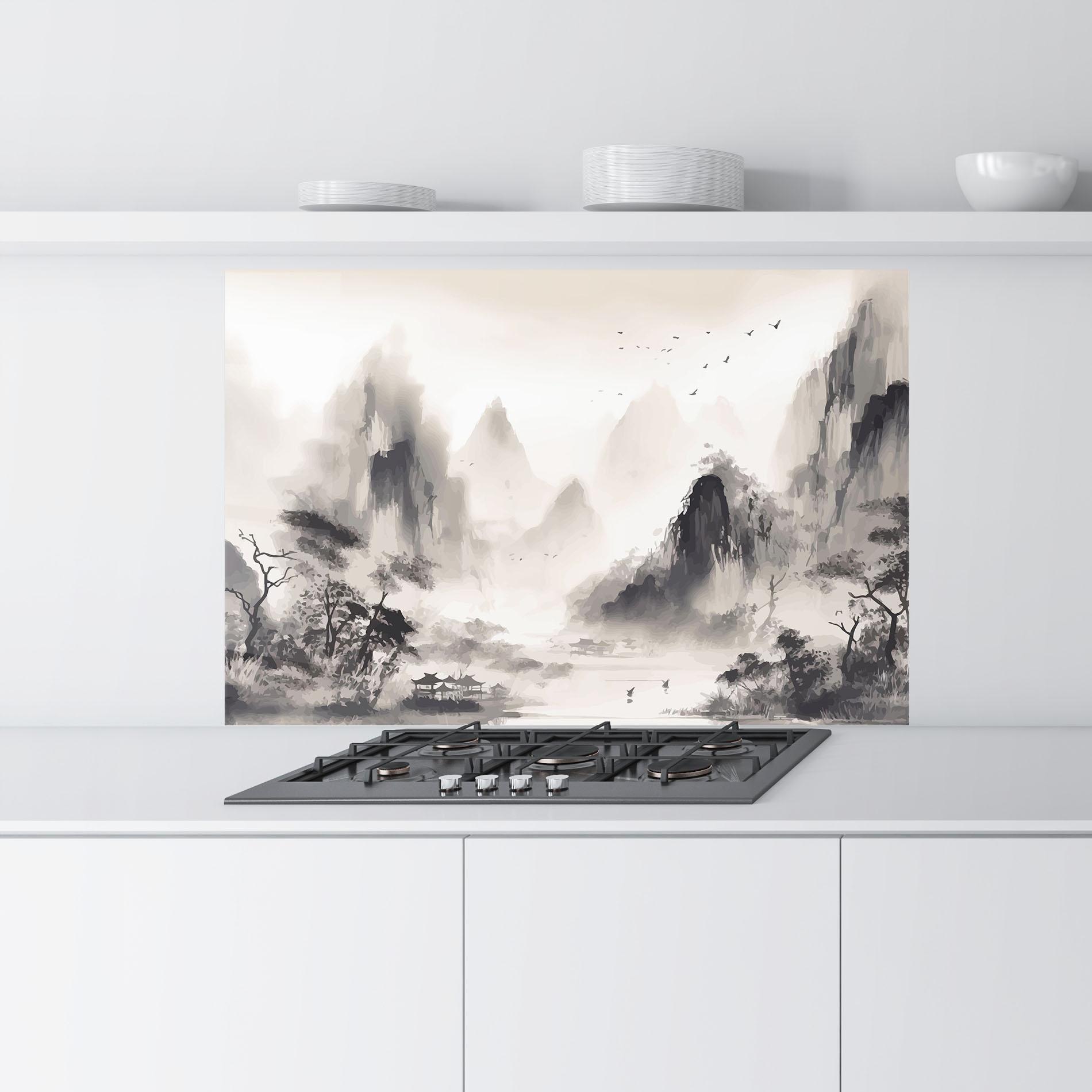 Стъклен панел за кухня Far Away Mountain mockup 9