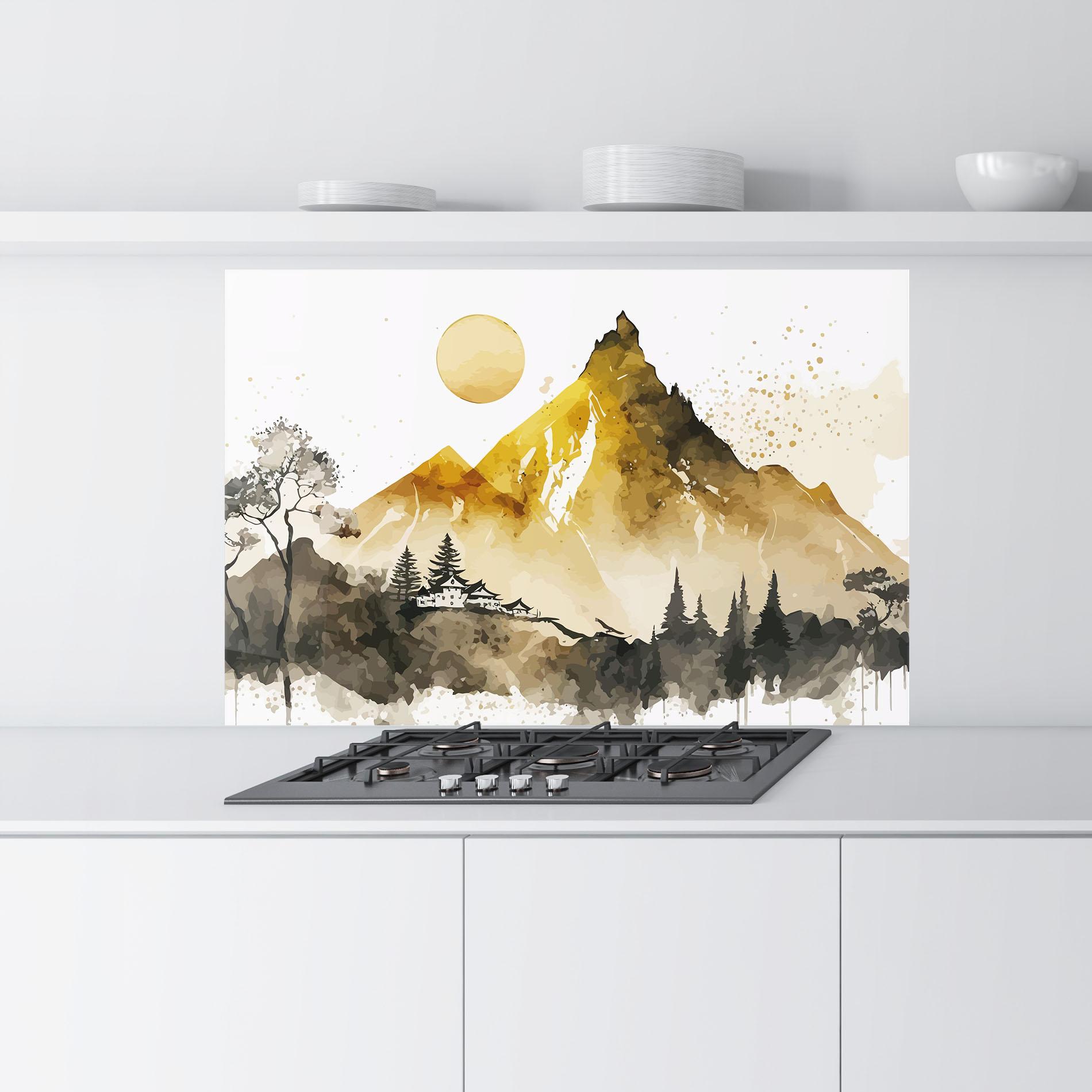 Стъклен панел за кухня Gold Mountain Art mockup 9