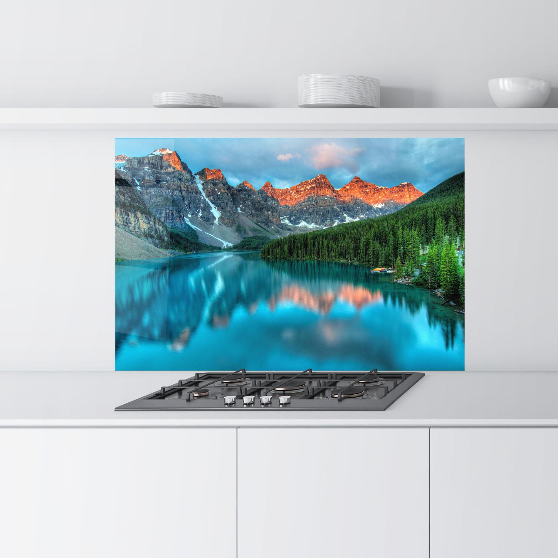 Стъклен панел за кухня Lake Reflection mockup 9