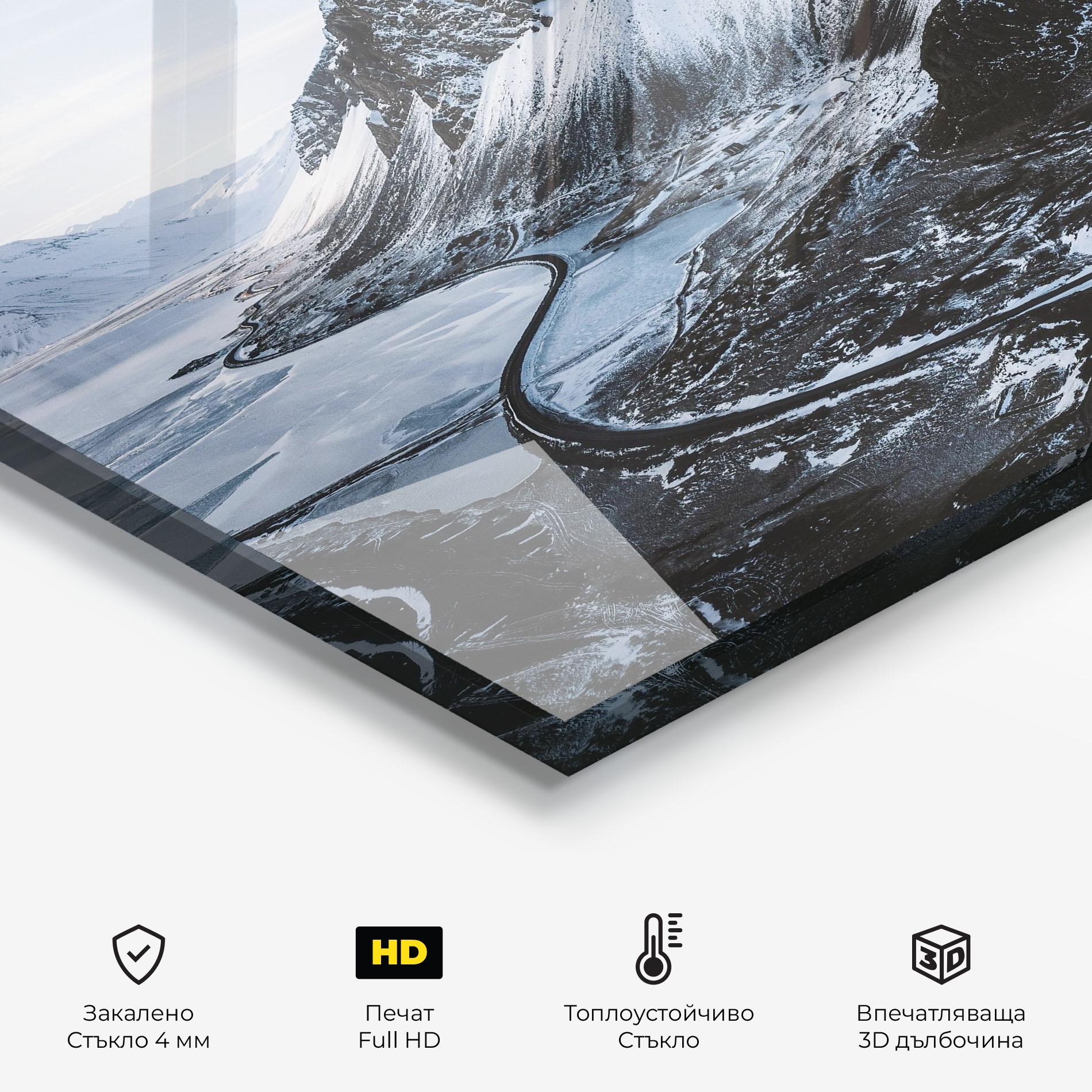 Стъклен панел за кухня Black Snowy Mountain mockup 2