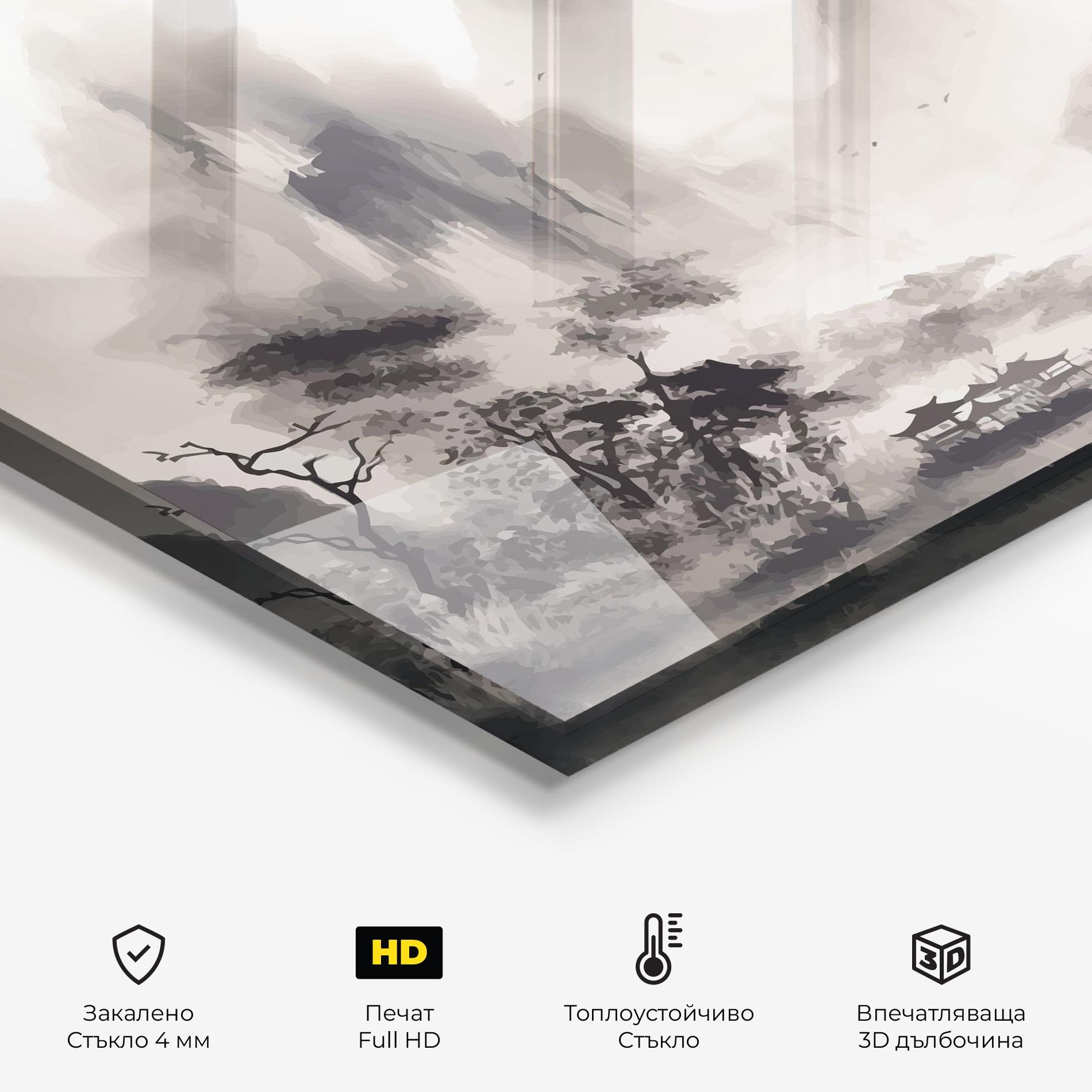 Стъклен панел за кухня Far Away Mountain mockup 2