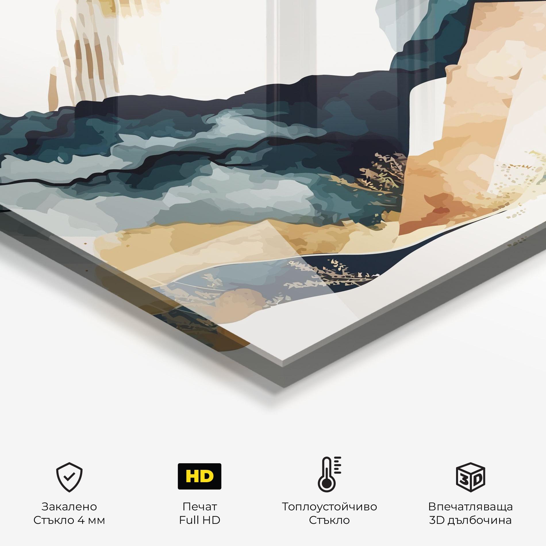 Стъклен панел за кухня Gold Green Mountain mockup 2