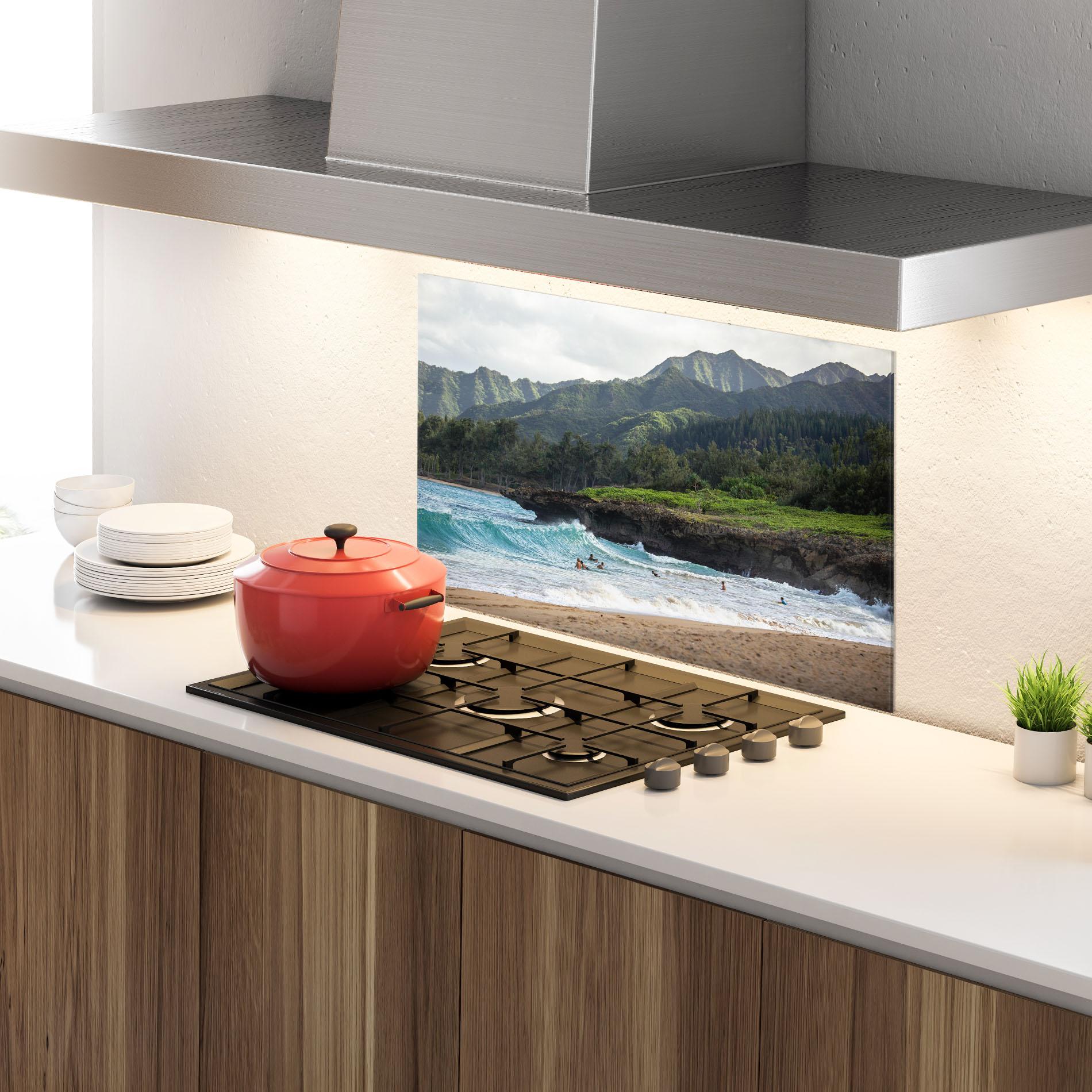 Стъклен панел за кухня Fun Waves mockup 4