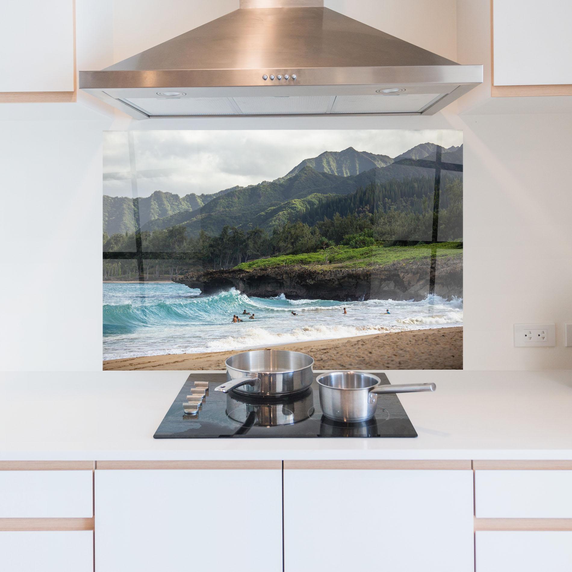 Стъклен панел за кухня Fun Waves mockup 5