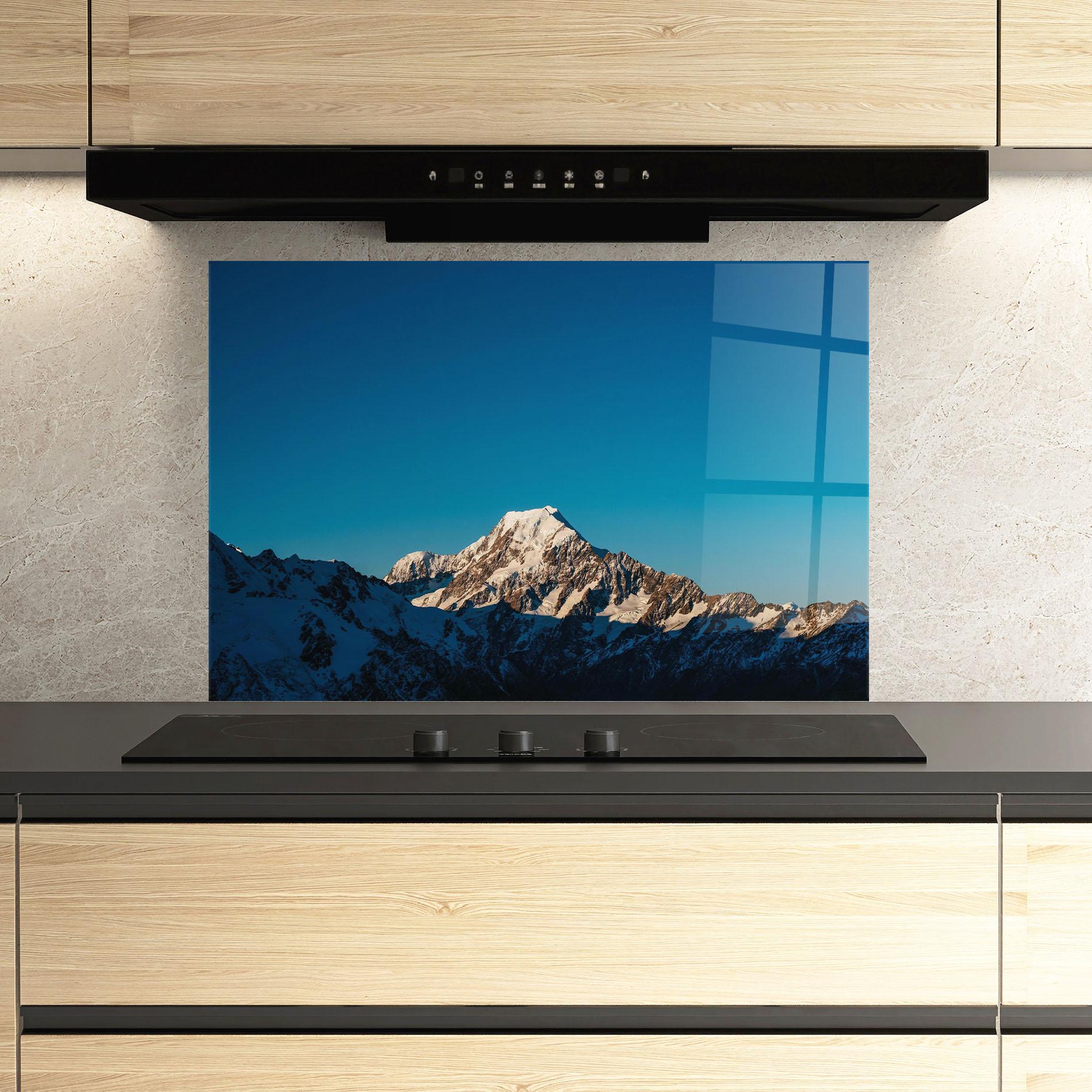 Стъклен панел за кухня Blue Snowy Mountain mockup 3