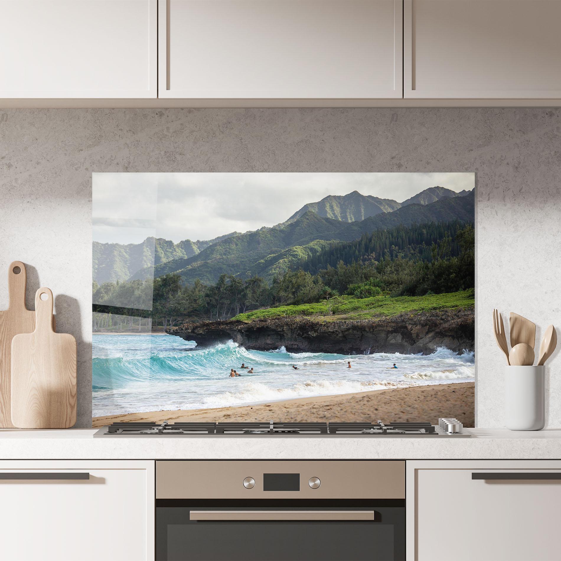 Стъклен панел за кухня Fun Waves mockup 7