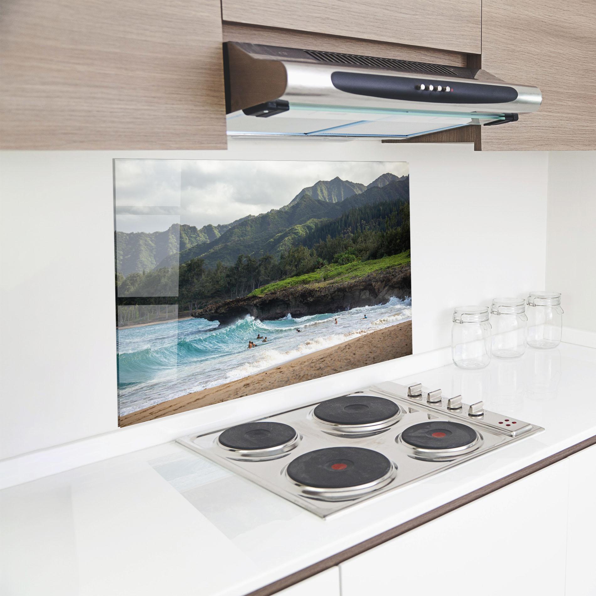 Стъклен панел за кухня Fun Waves mockup 8