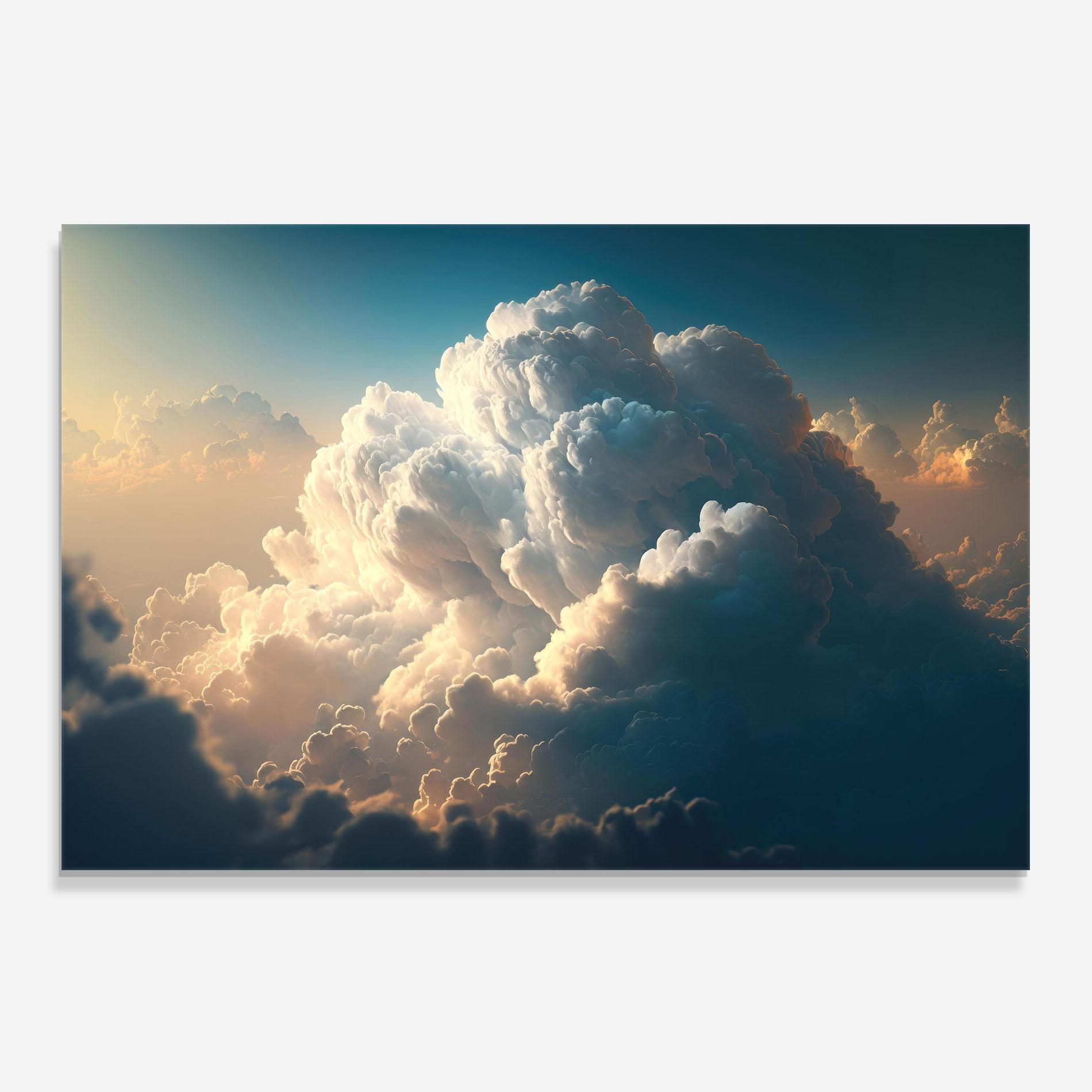 Стъклен панел за кухня Big Puffy Clouds mockup 0