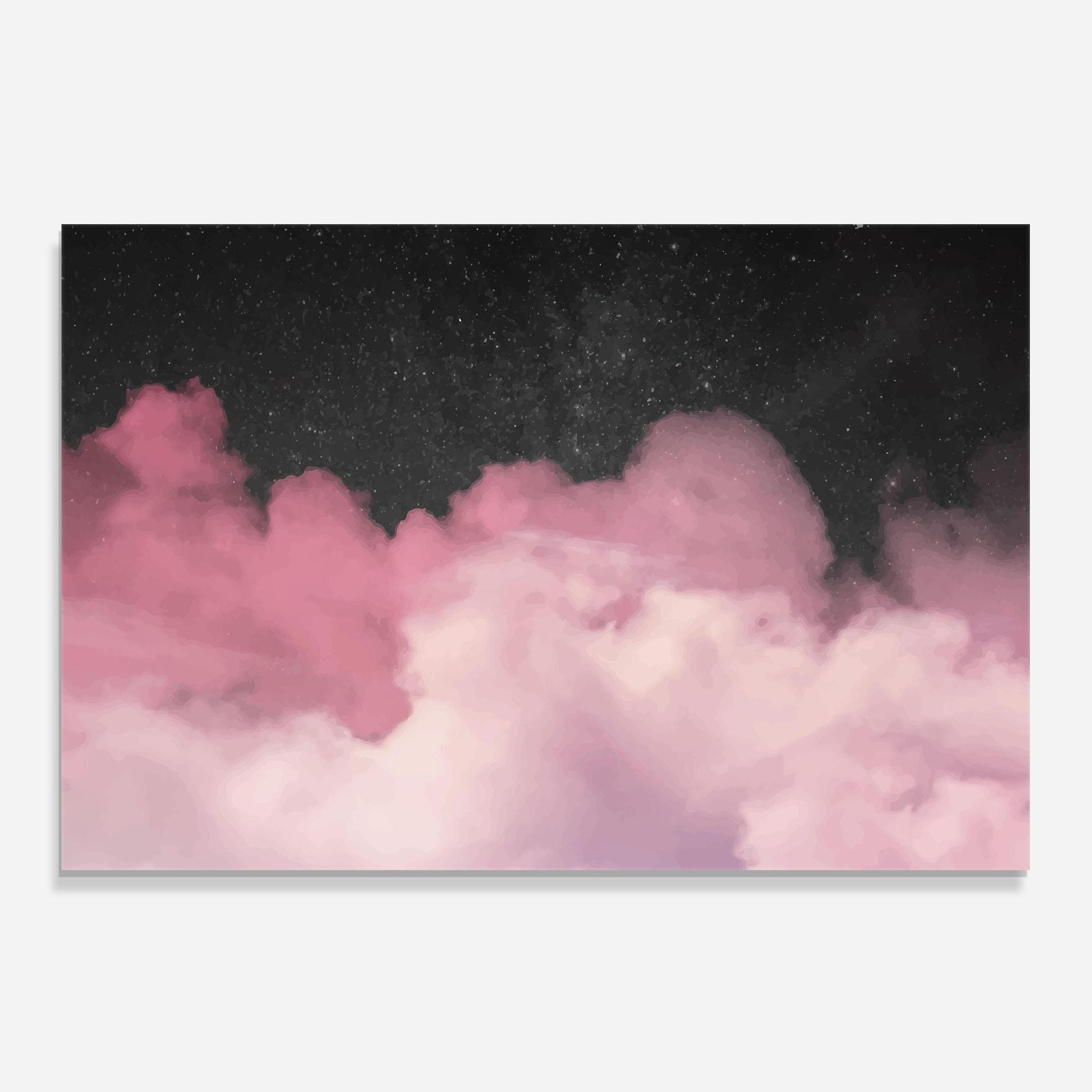 Стъклен панел за кухня Clouds Watercolor Purple mockup 0