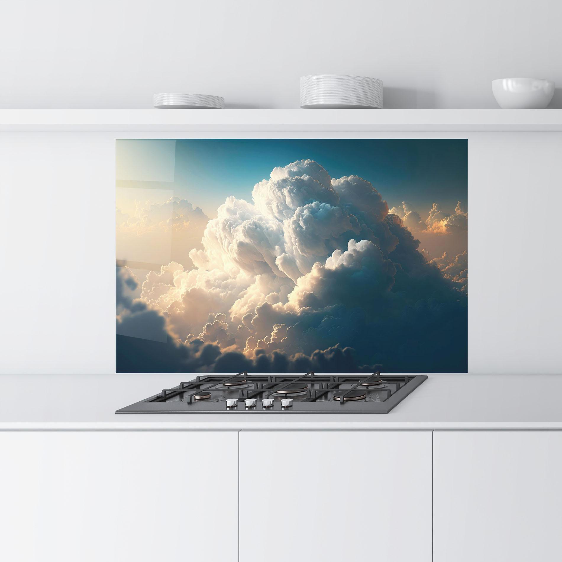 Стъклен панел за кухня Big Puffy Clouds mockup 9