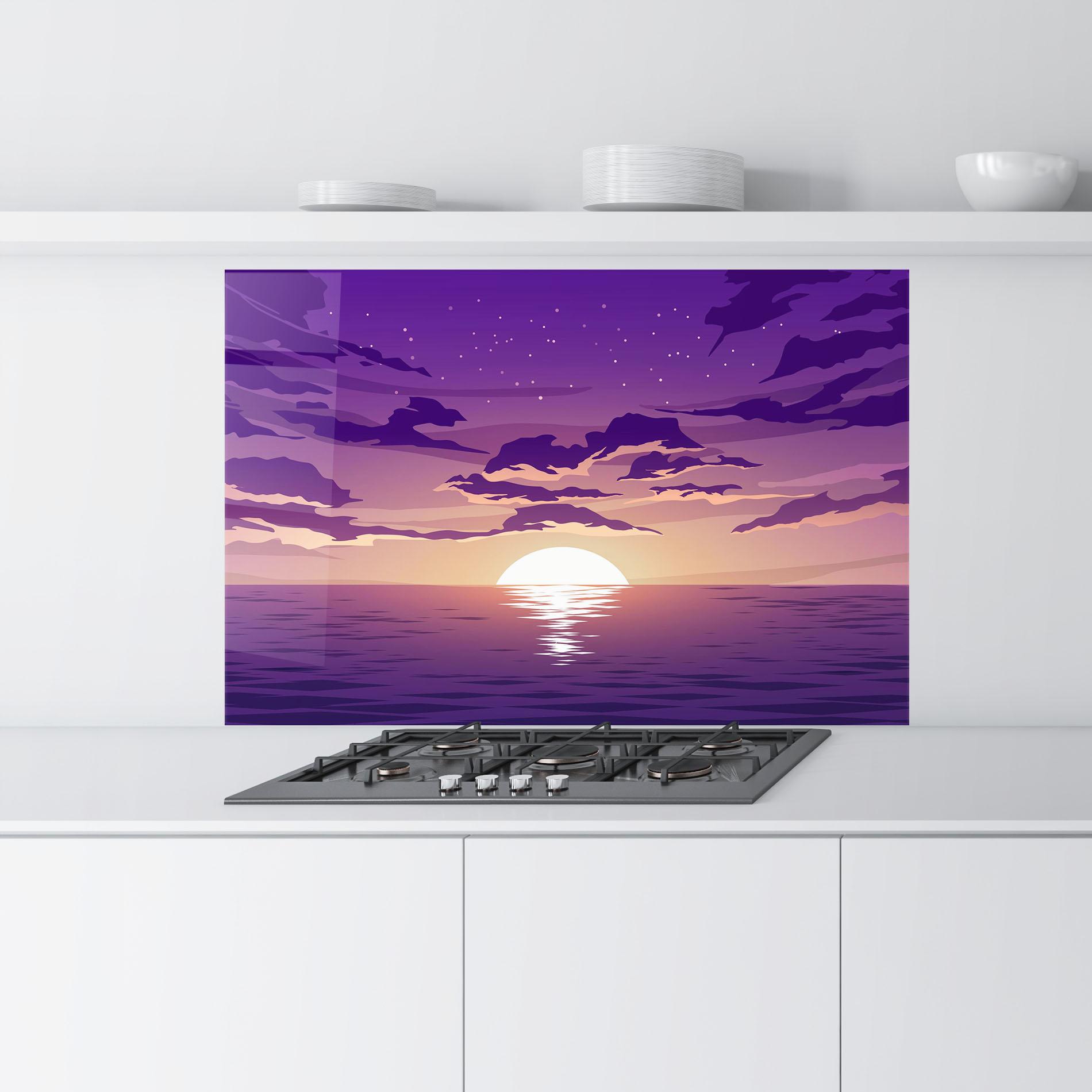 Стъклен панел за кухня Cloud Purple mockup 9