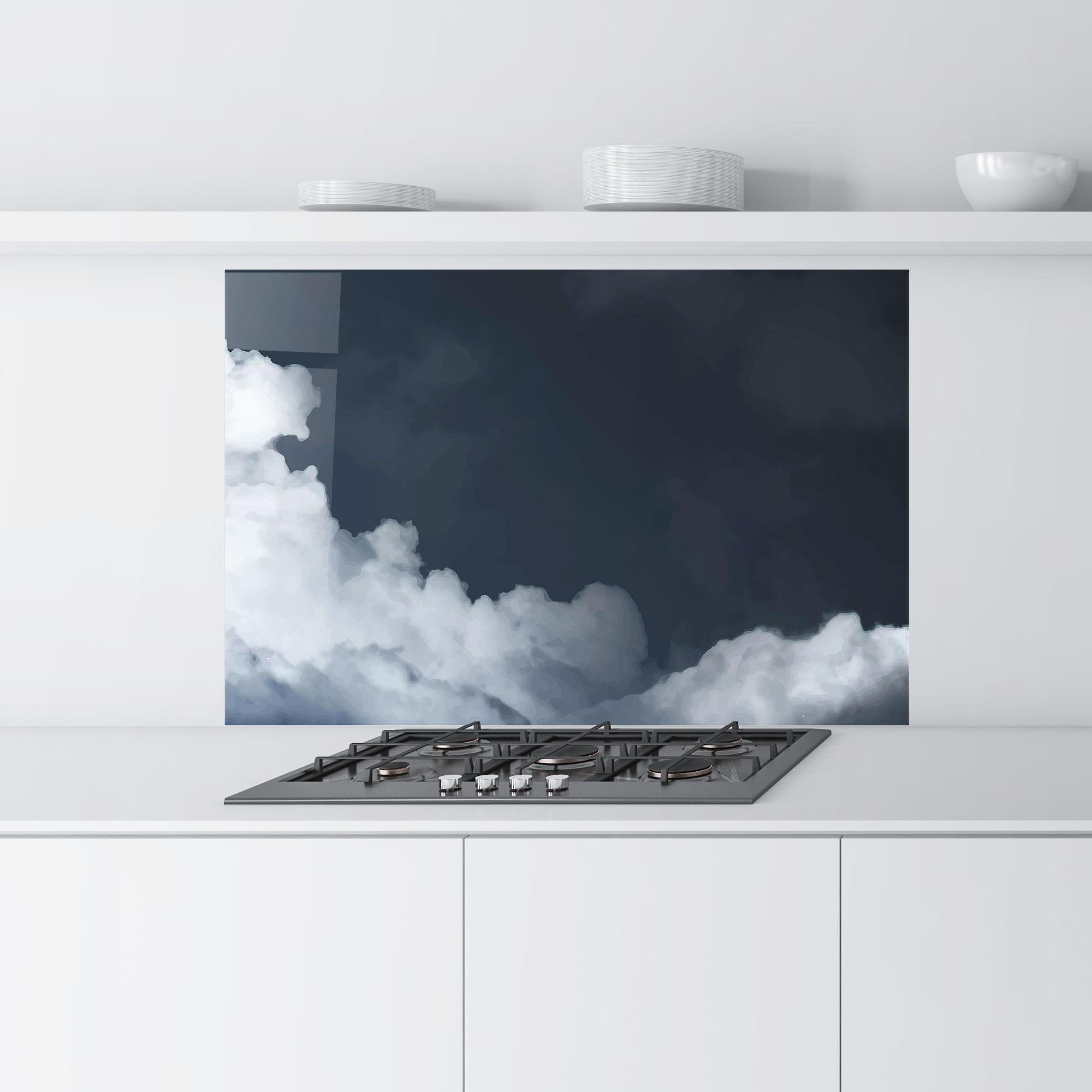 Стъклен панел за кухня Clouds Watercolor Black mockup 9