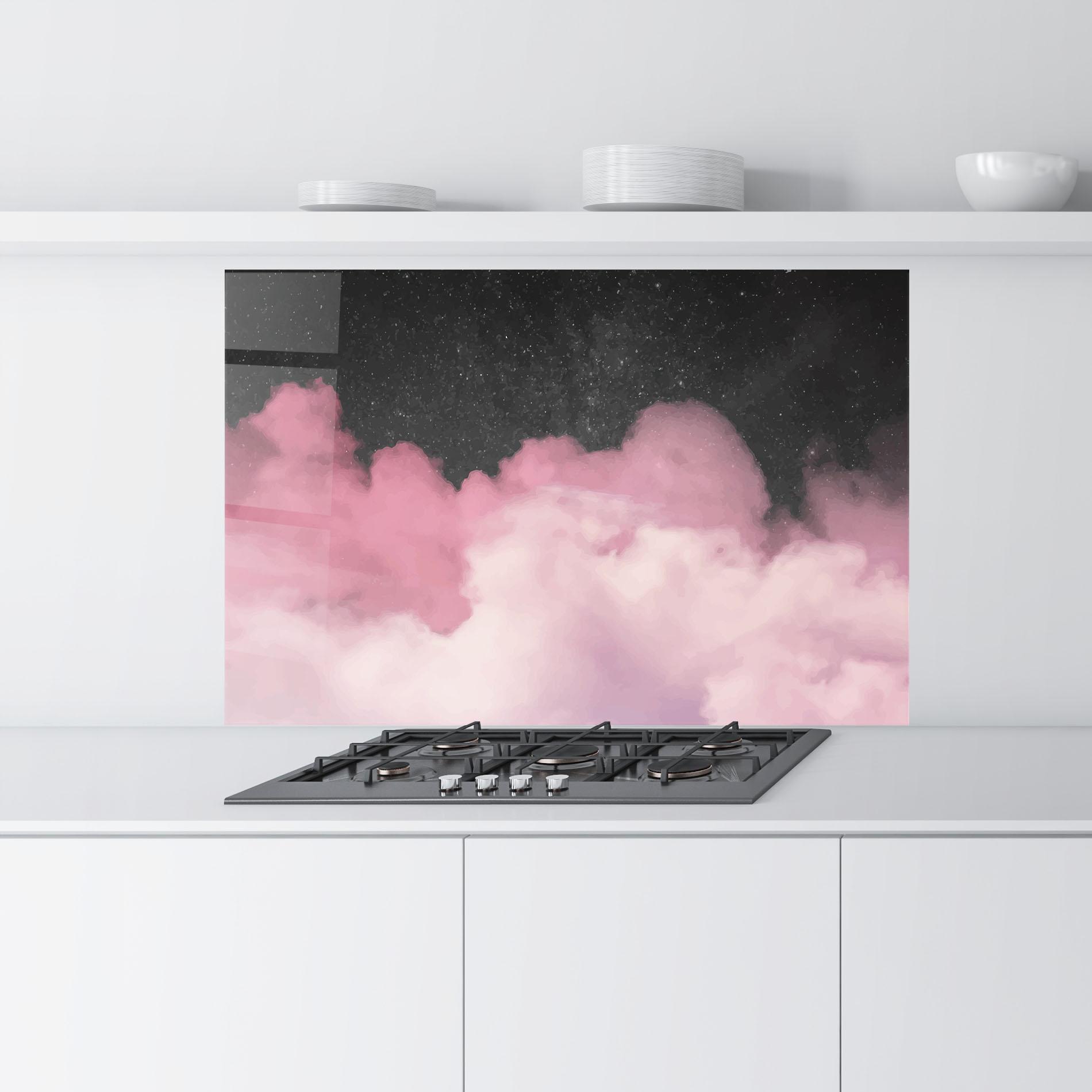 Стъклен панел за кухня Clouds Watercolor Purple mockup 9
