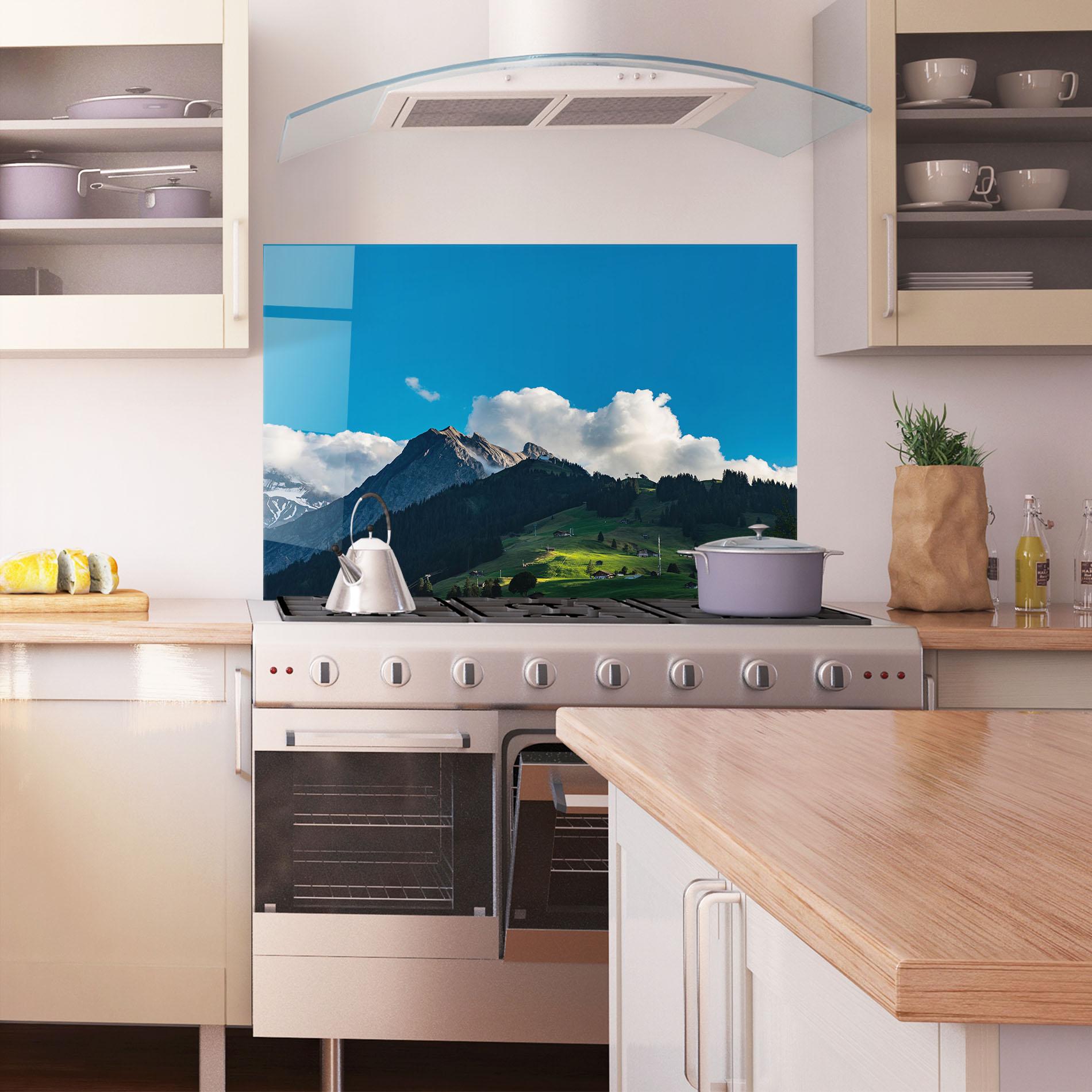 Стъклен панел за кухня Beautiful Mountain Cloud View mockup 1