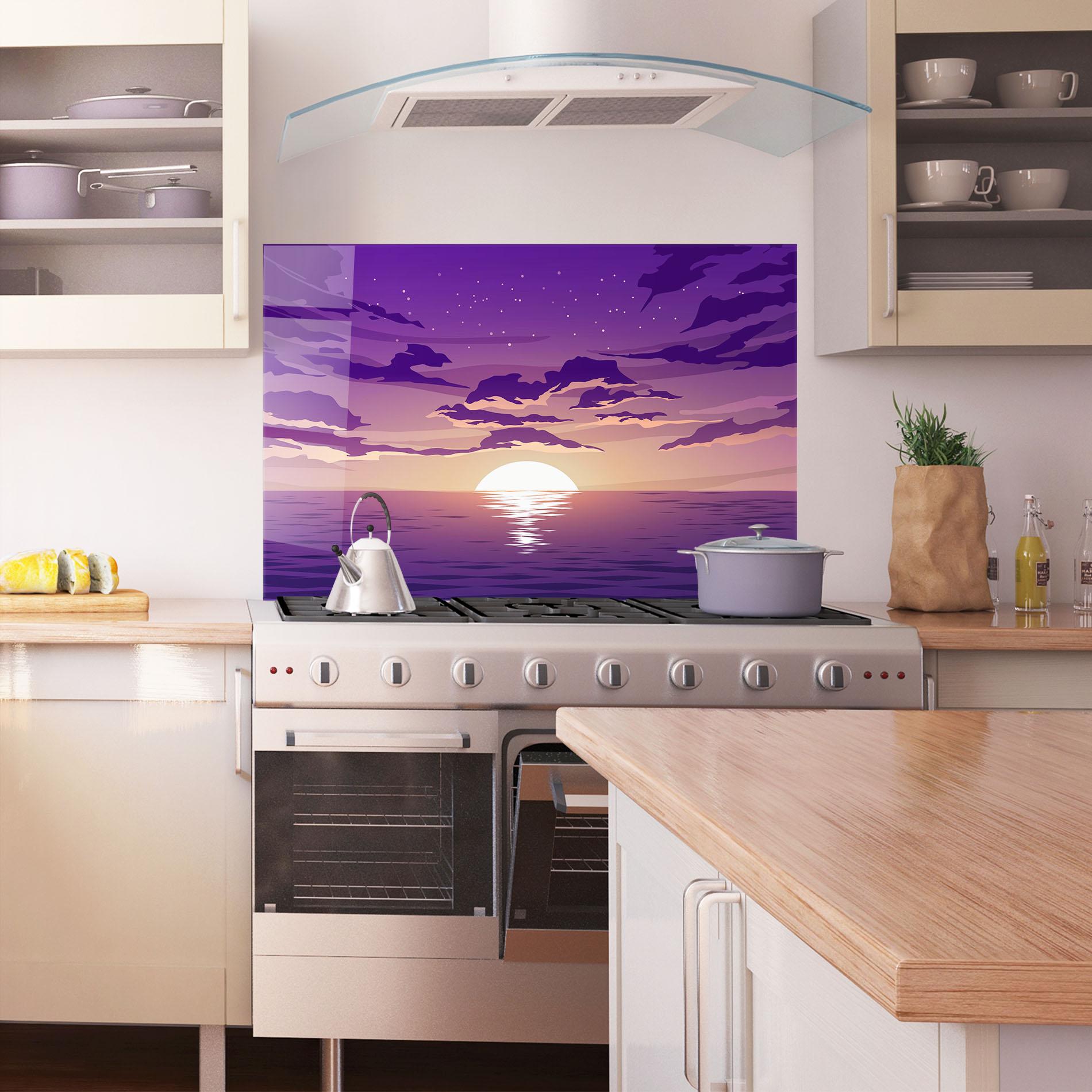 Стъклен панел за кухня Cloud Purple mockup 1