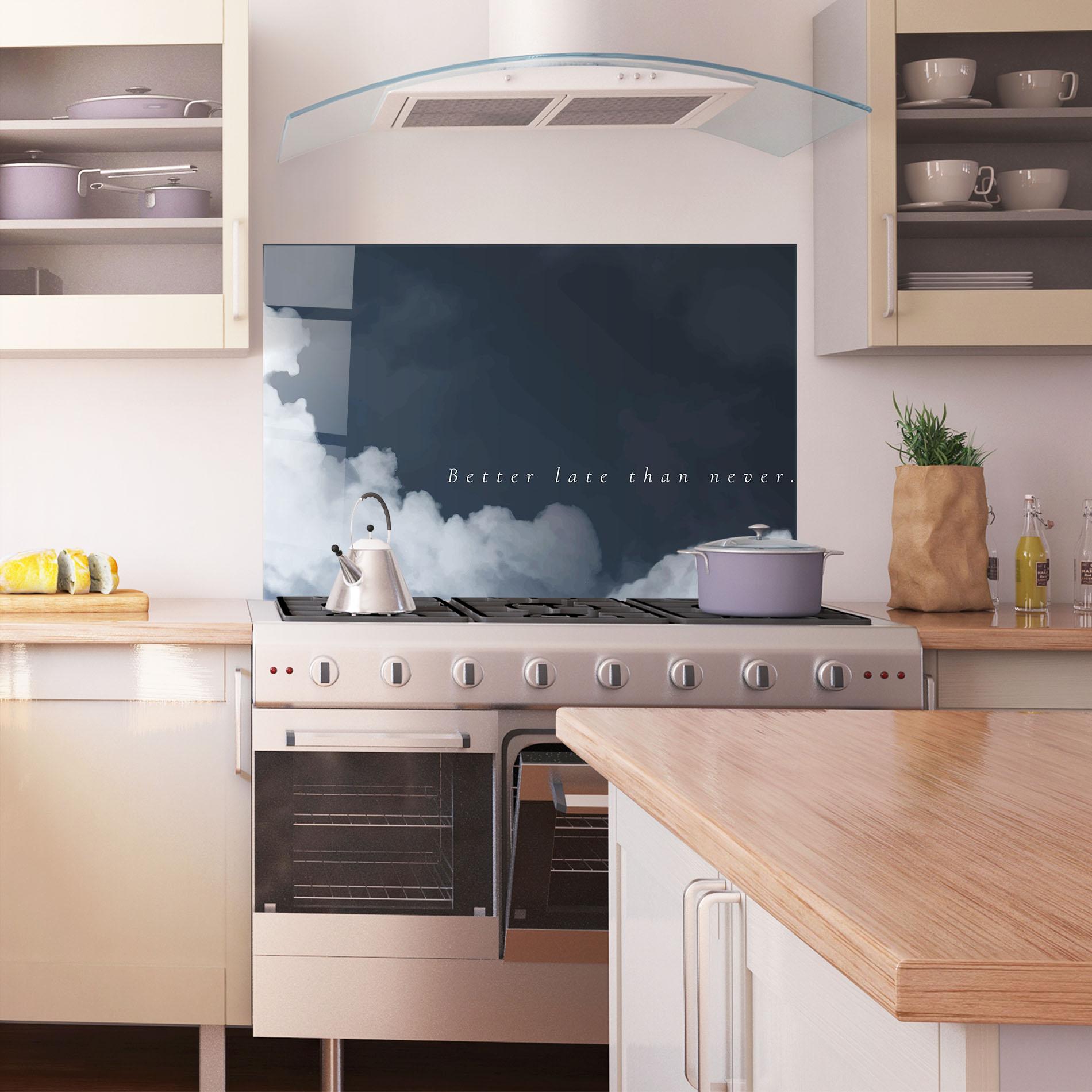 Стъклен панел за кухня Clouds Text Black mockup 1