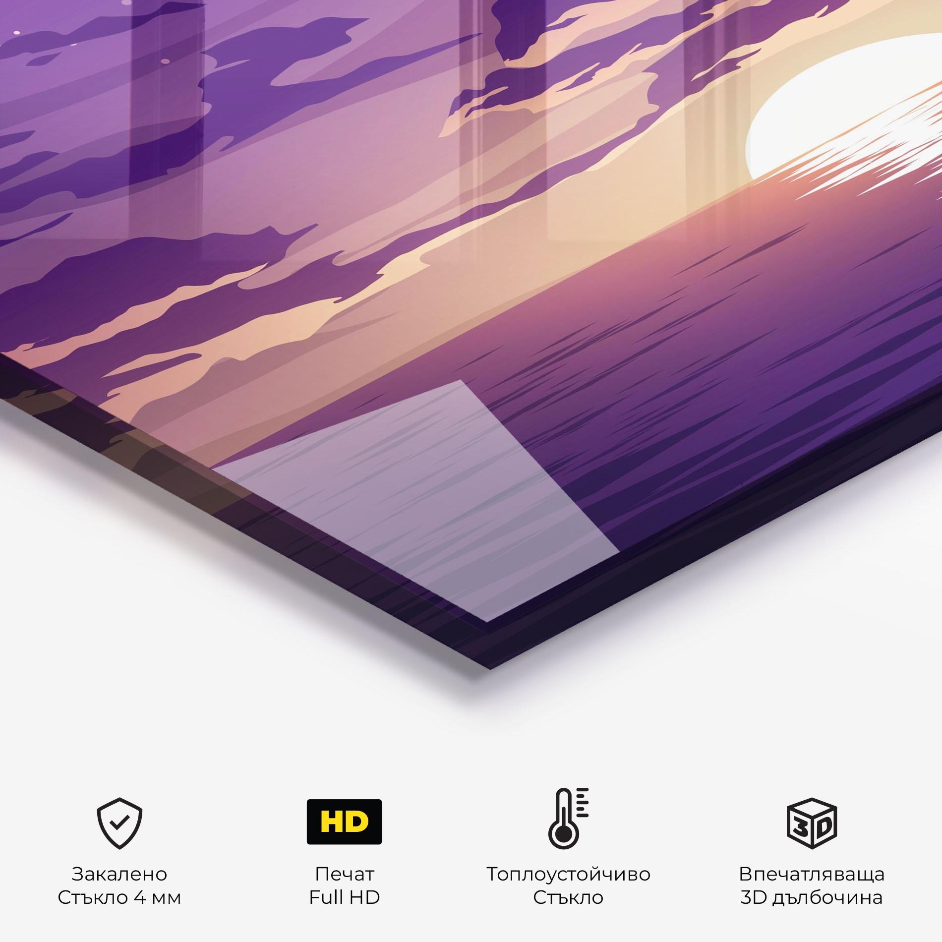 Стъклен панел за кухня Cloud Purple mockup 2