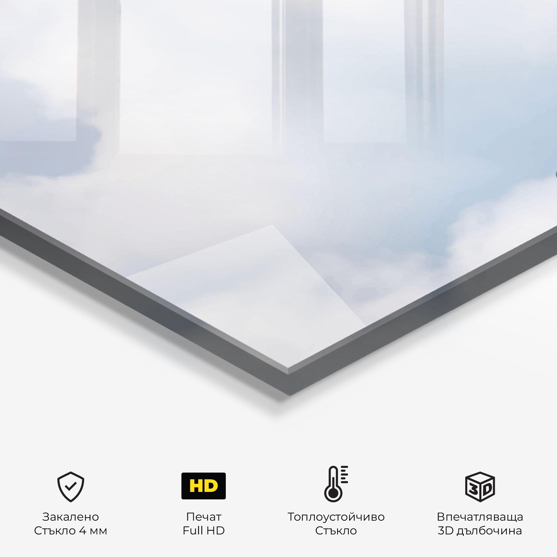 Стъклен панел за кухня Clouds Text White mockup 2