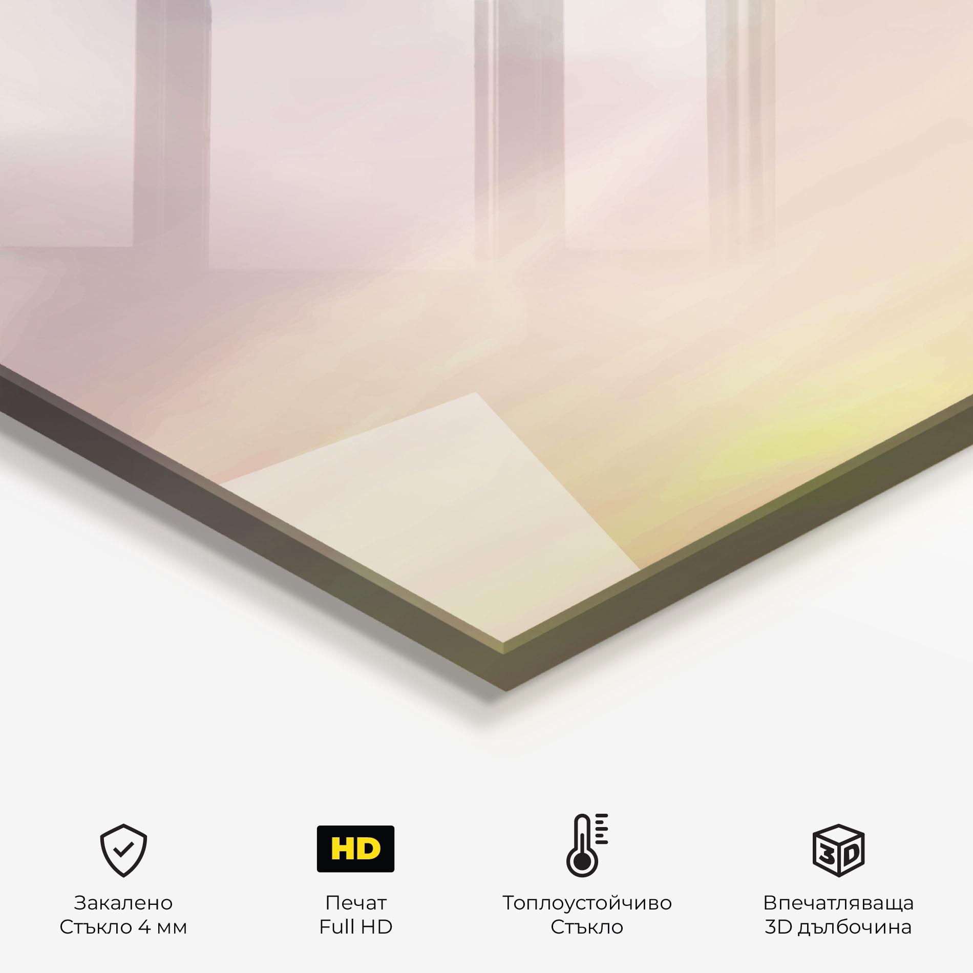 Стъклен панел за кухня Clouds Watercolor Cream mockup 2