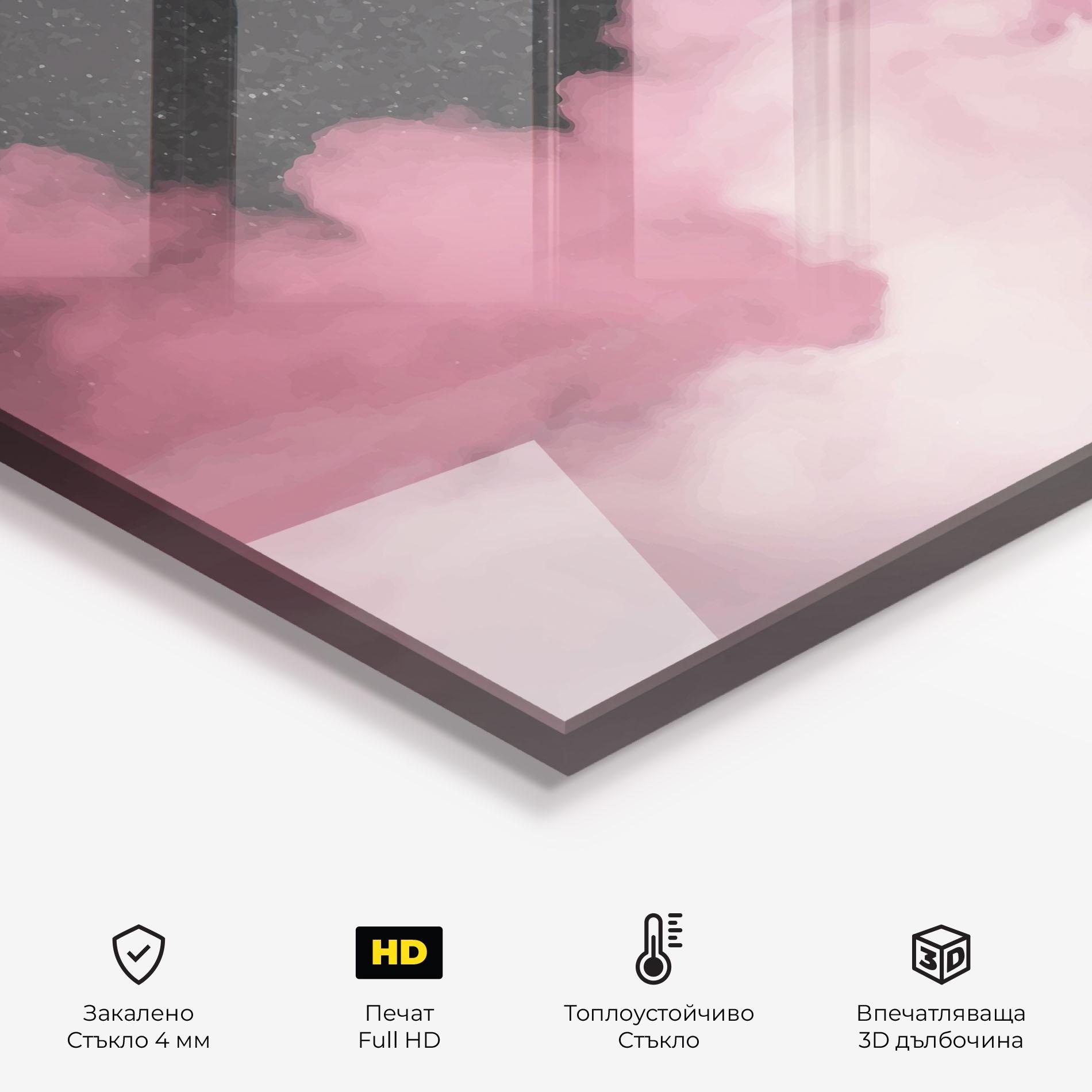 Стъклен панел за кухня Clouds Watercolor Purple mockup 2