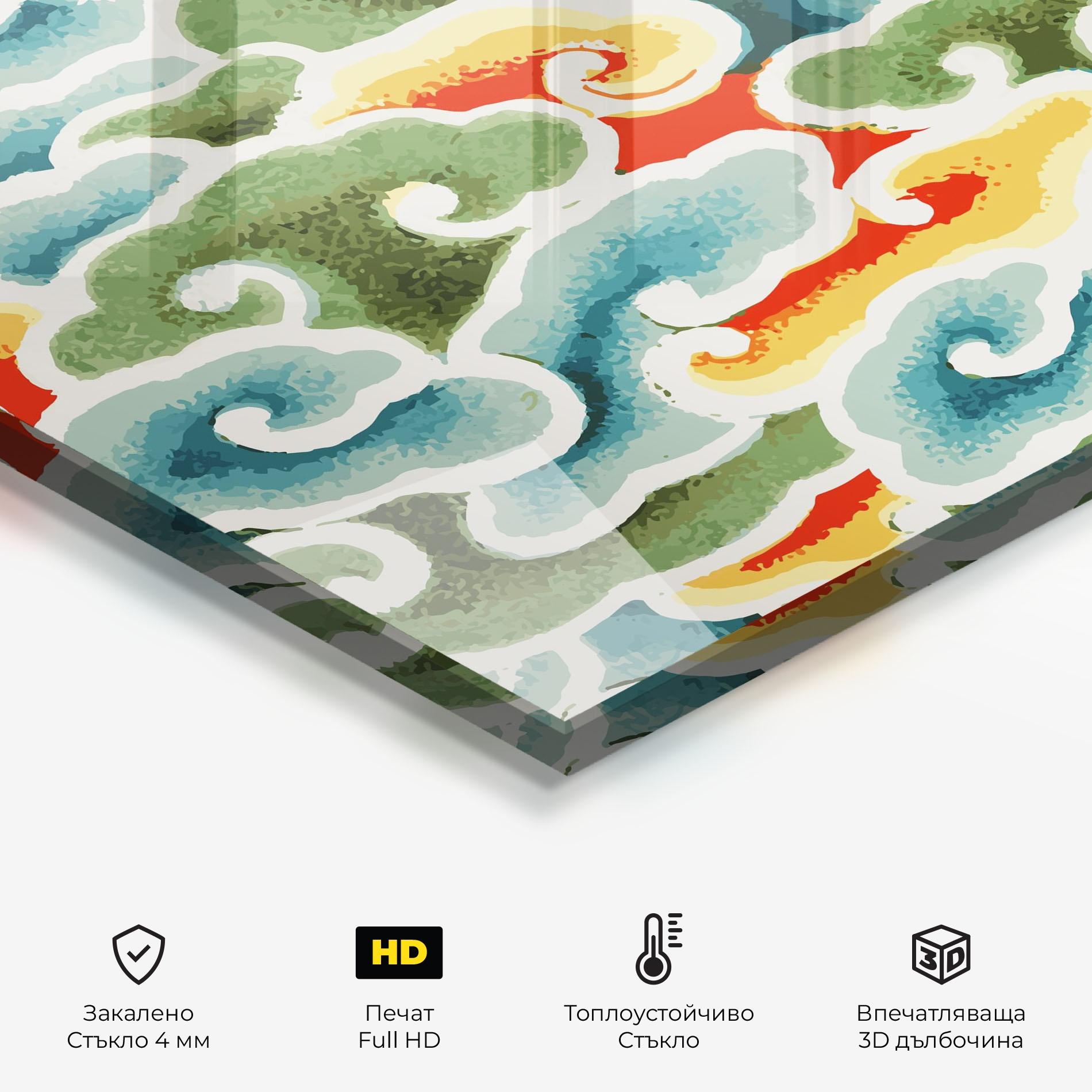 Стъклен панел за кухня Green Blue Clouds mockup 2