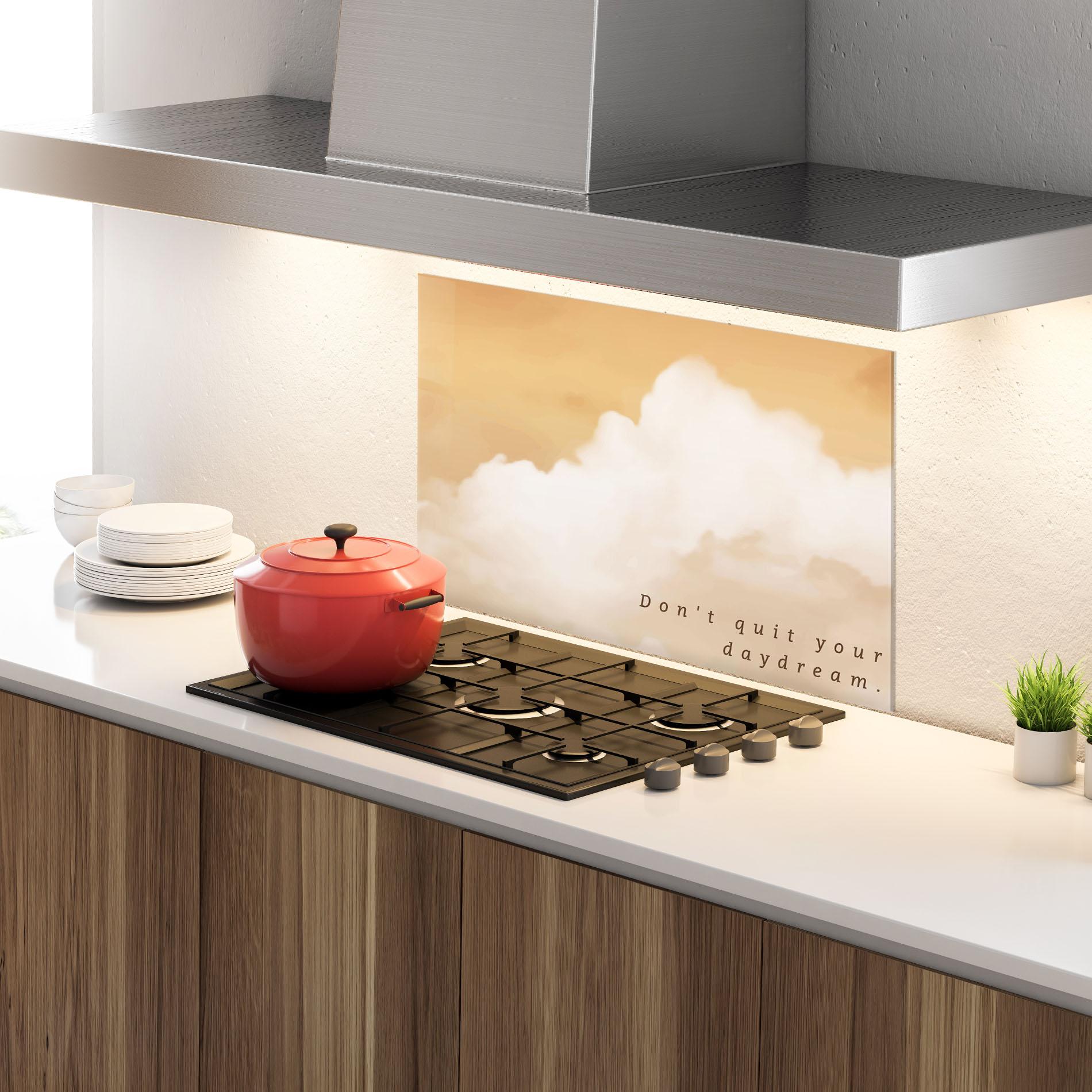 Стъклен панел за кухня Clouds Text mockup 4