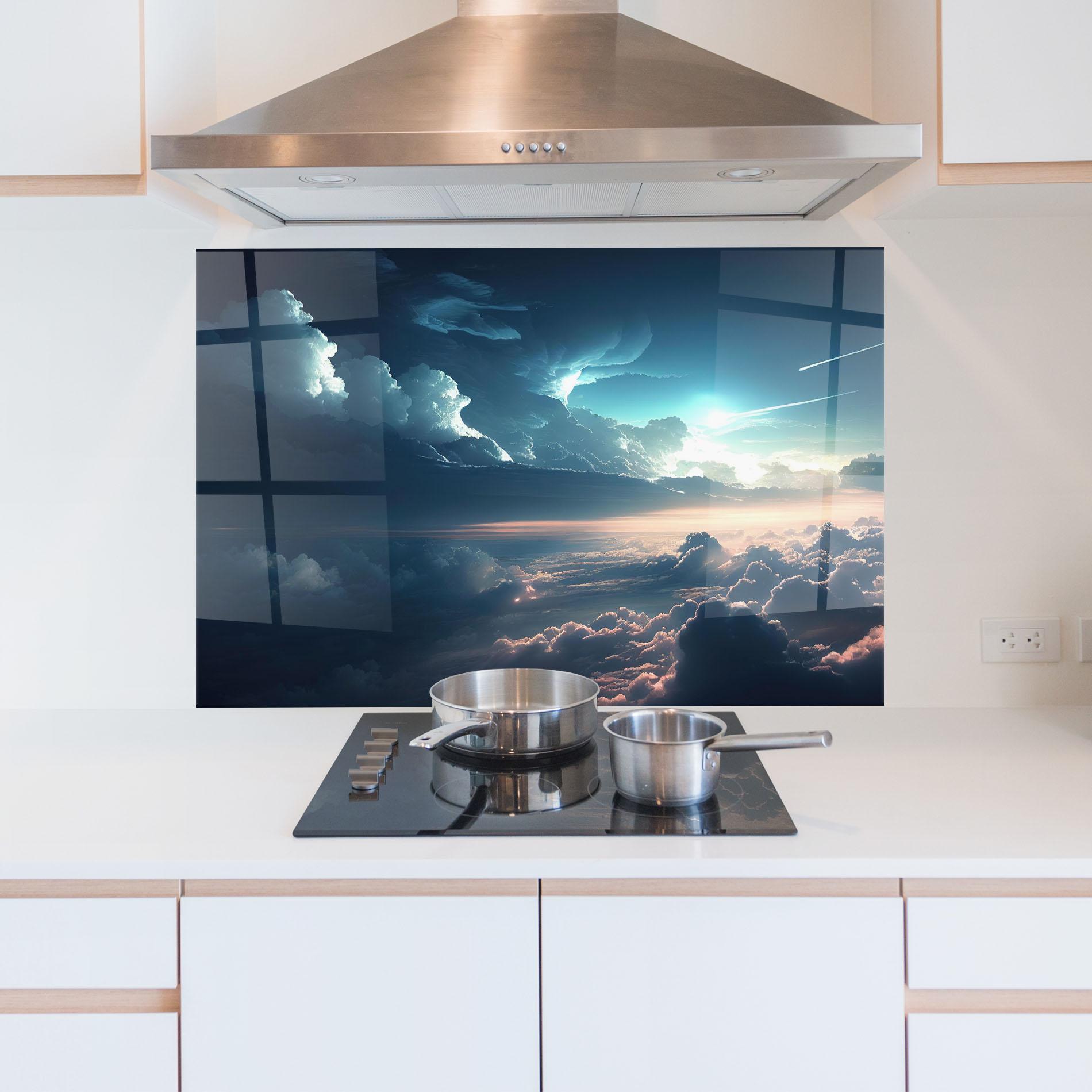 Стъклен панел за кухня Dark Clouds mockup 5