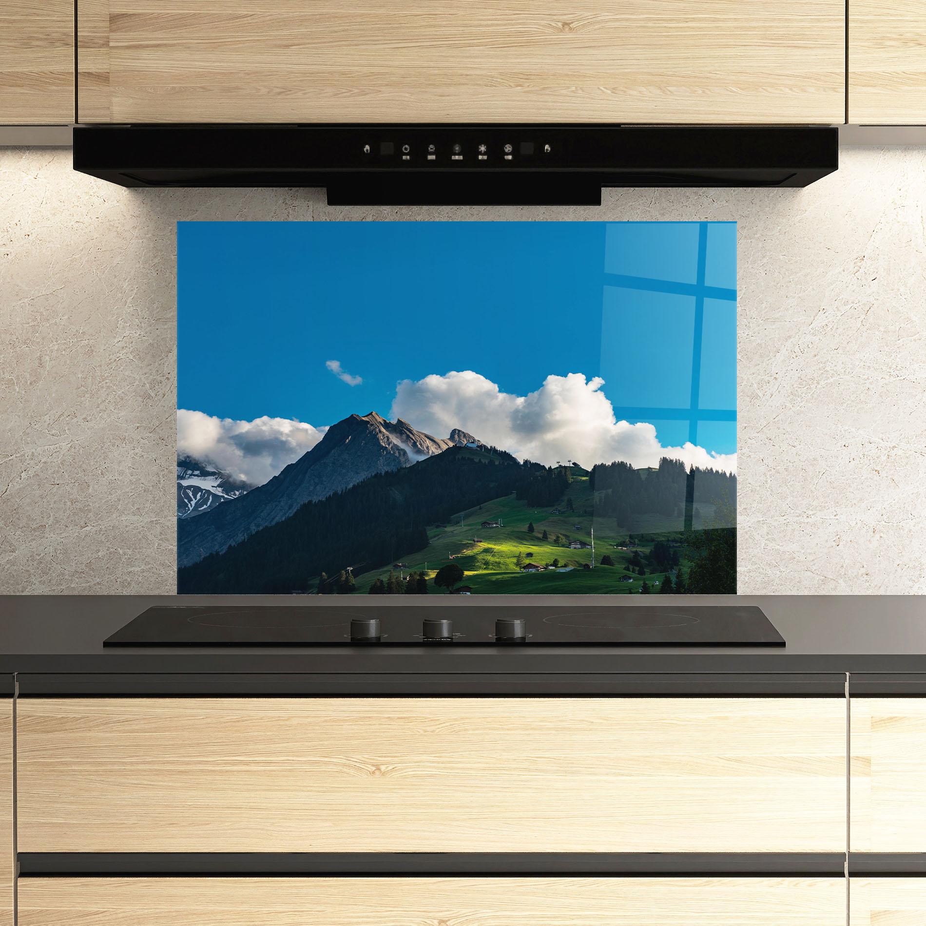 Стъклен панел за кухня Beautiful Mountain Cloud View mockup 3