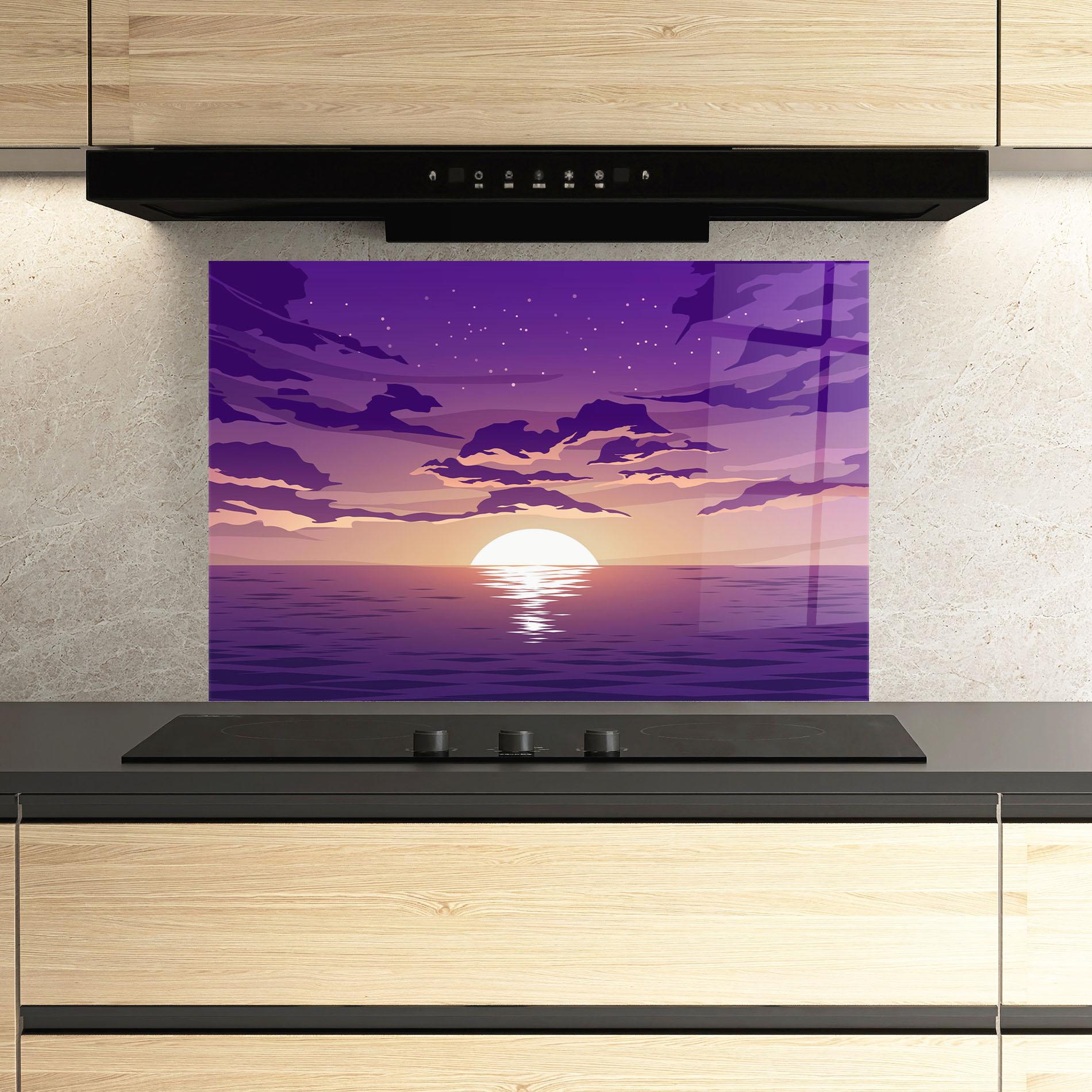Стъклен панел за кухня Cloud Purple mockup 3