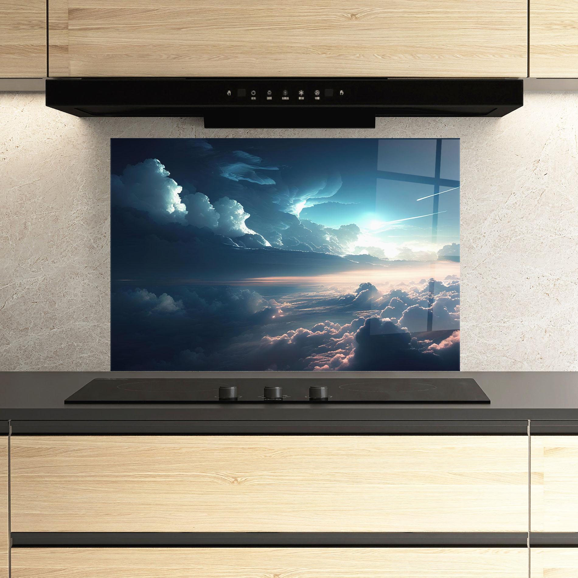 Стъклен панел за кухня Dark Clouds mockup 3