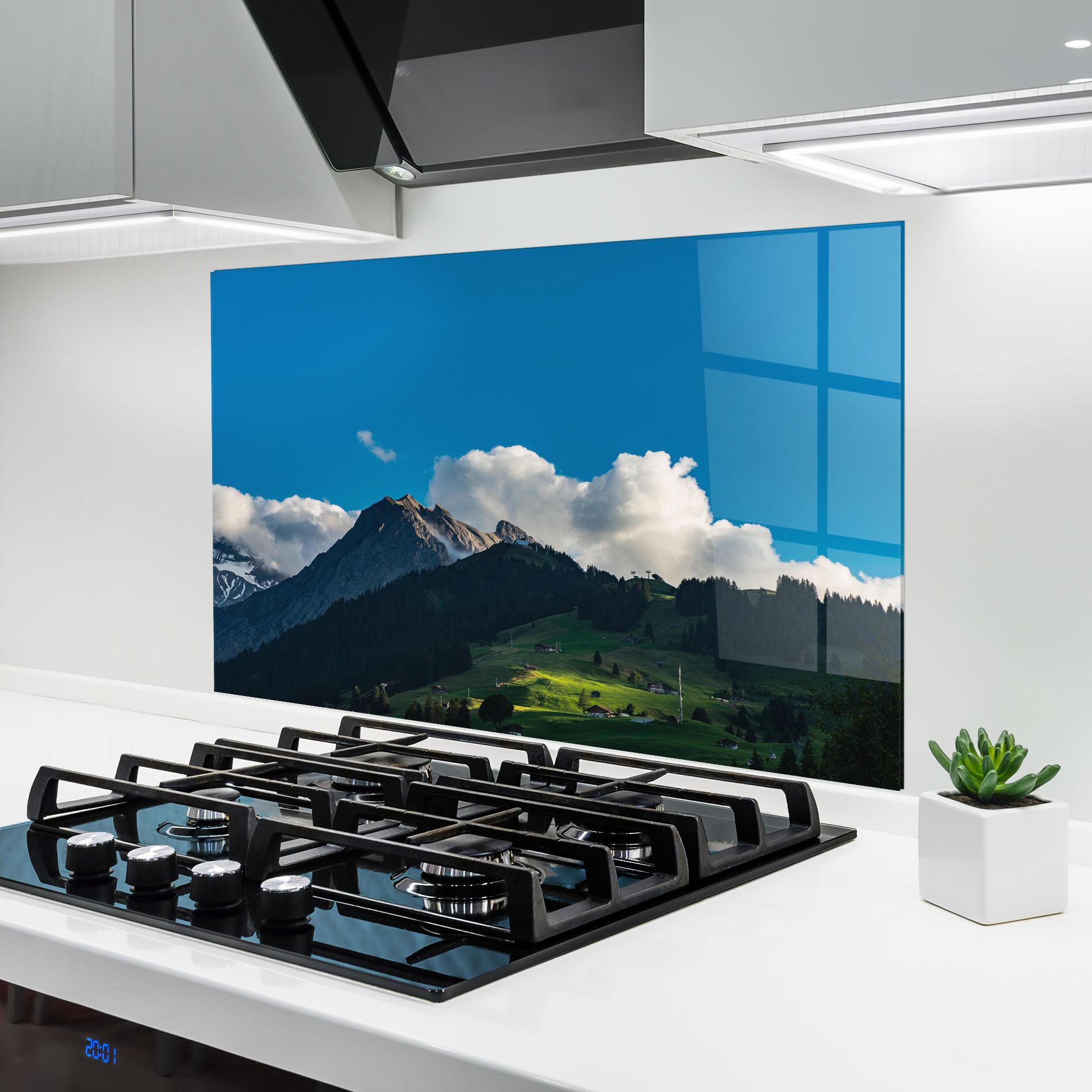 Стъклен панел за кухня Beautiful Mountain Cloud View mockup 6