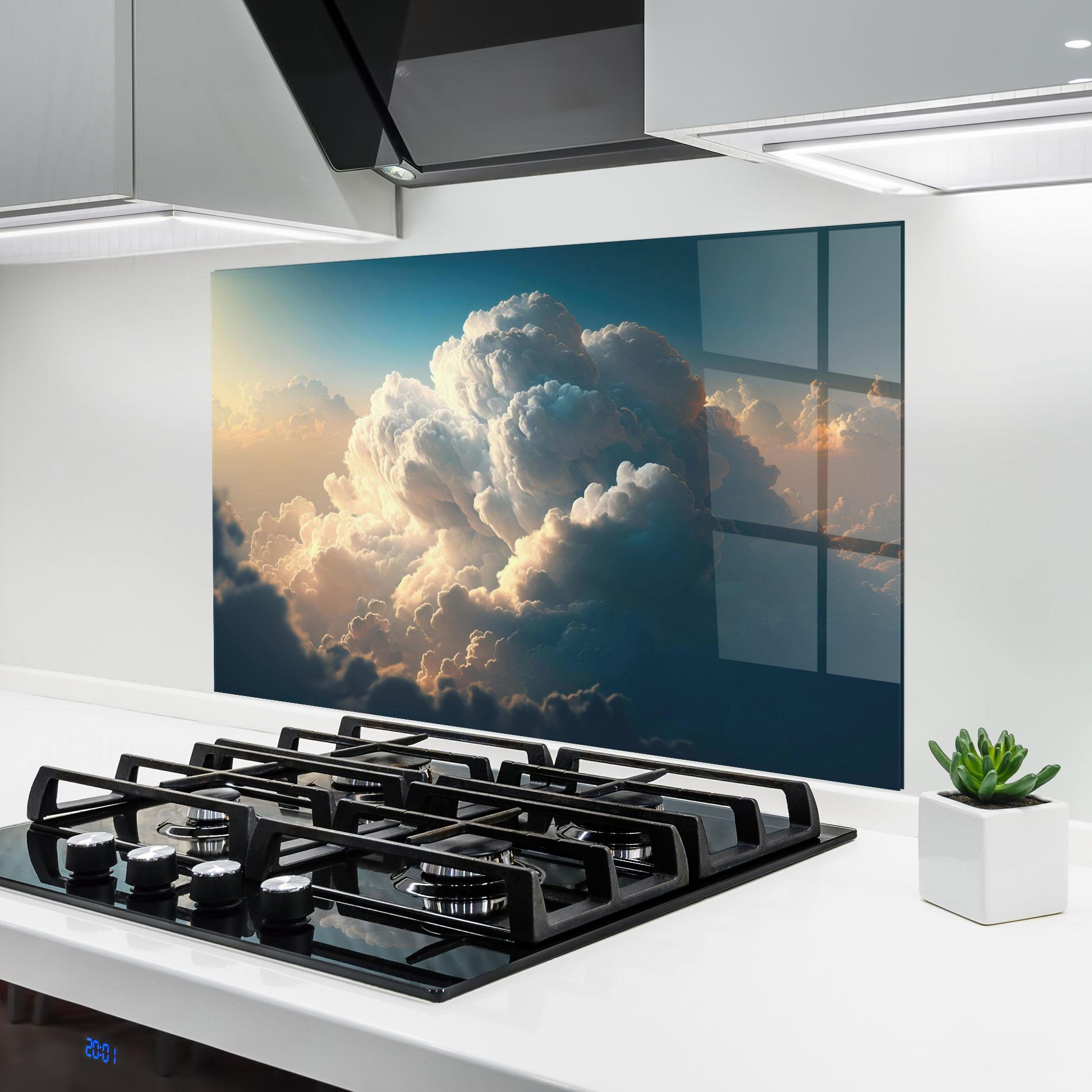 Стъклен панел за кухня Big Puffy Clouds mockup 6