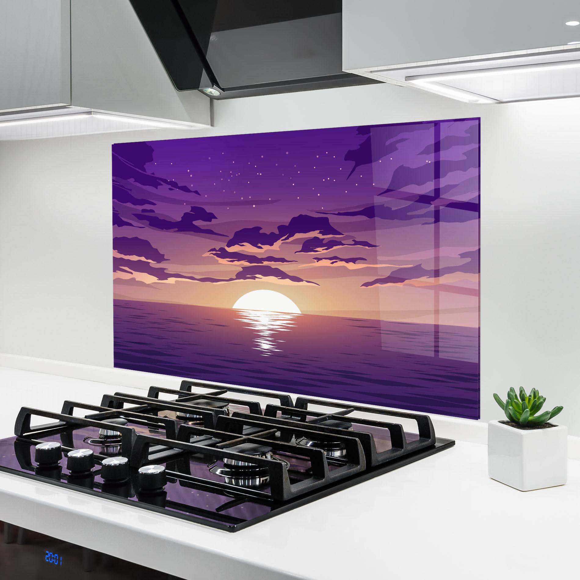 Стъклен панел за кухня Cloud Purple mockup 6