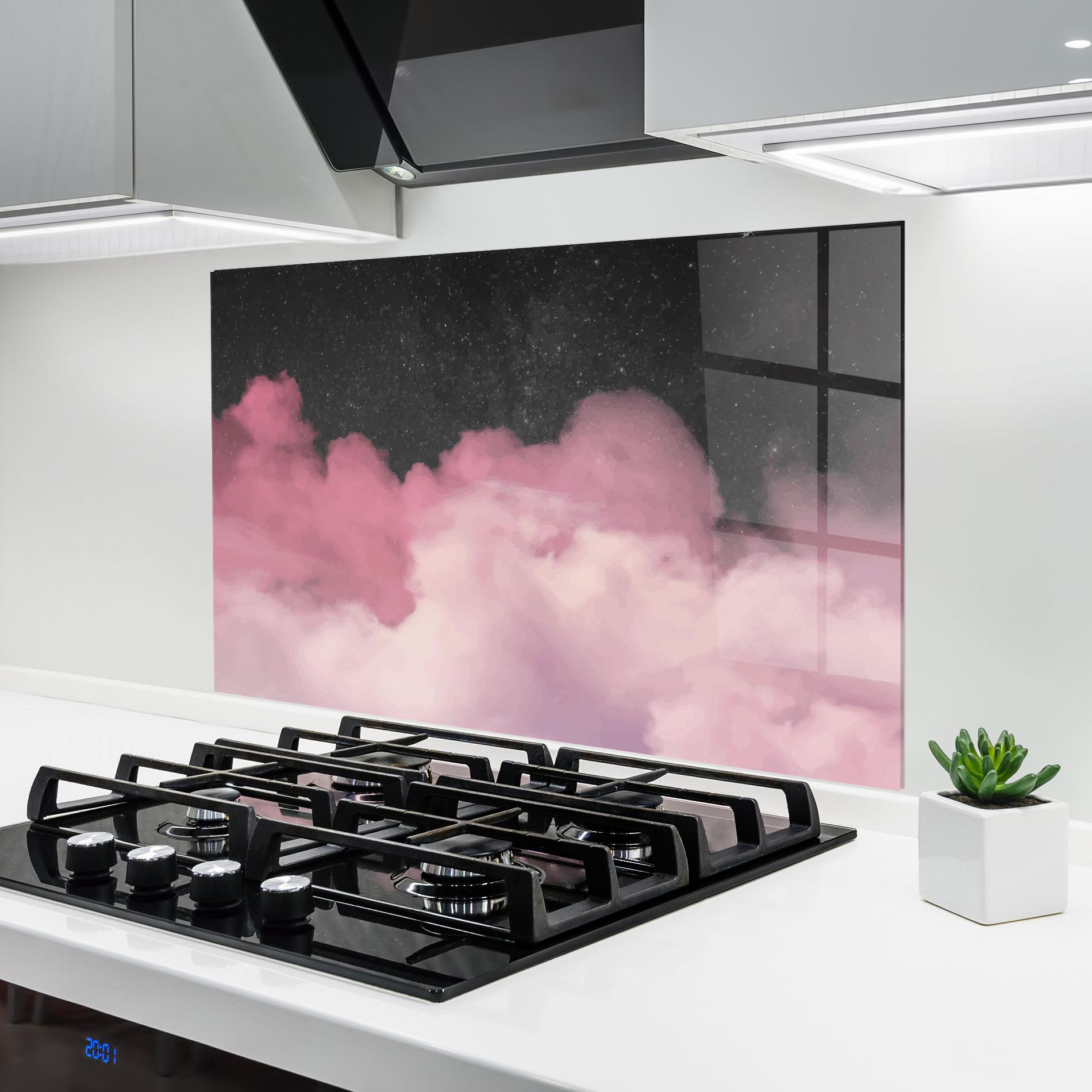 Стъклен панел за кухня Clouds Watercolor Purple mockup 6