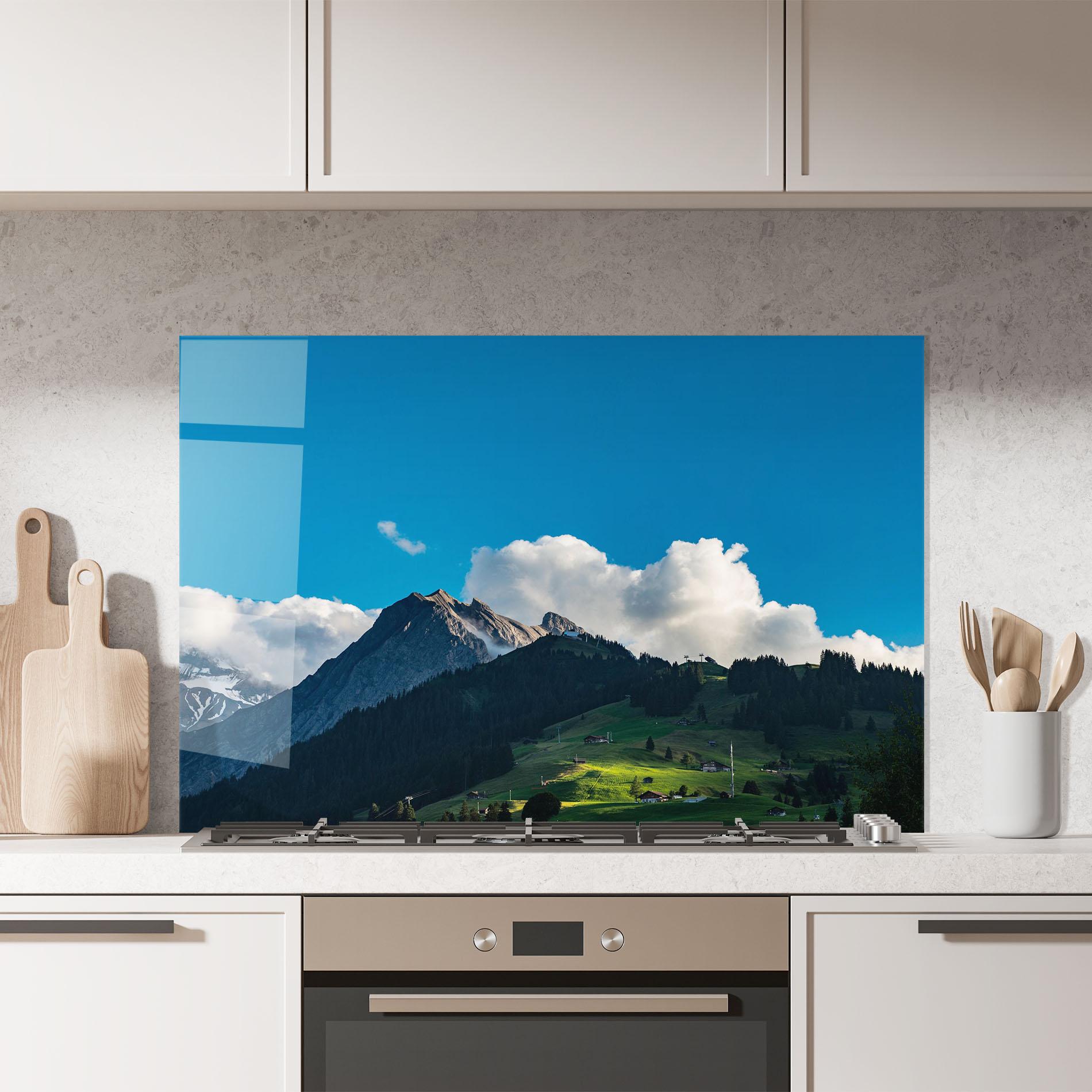 Стъклен панел за кухня Beautiful Mountain Cloud View mockup 7